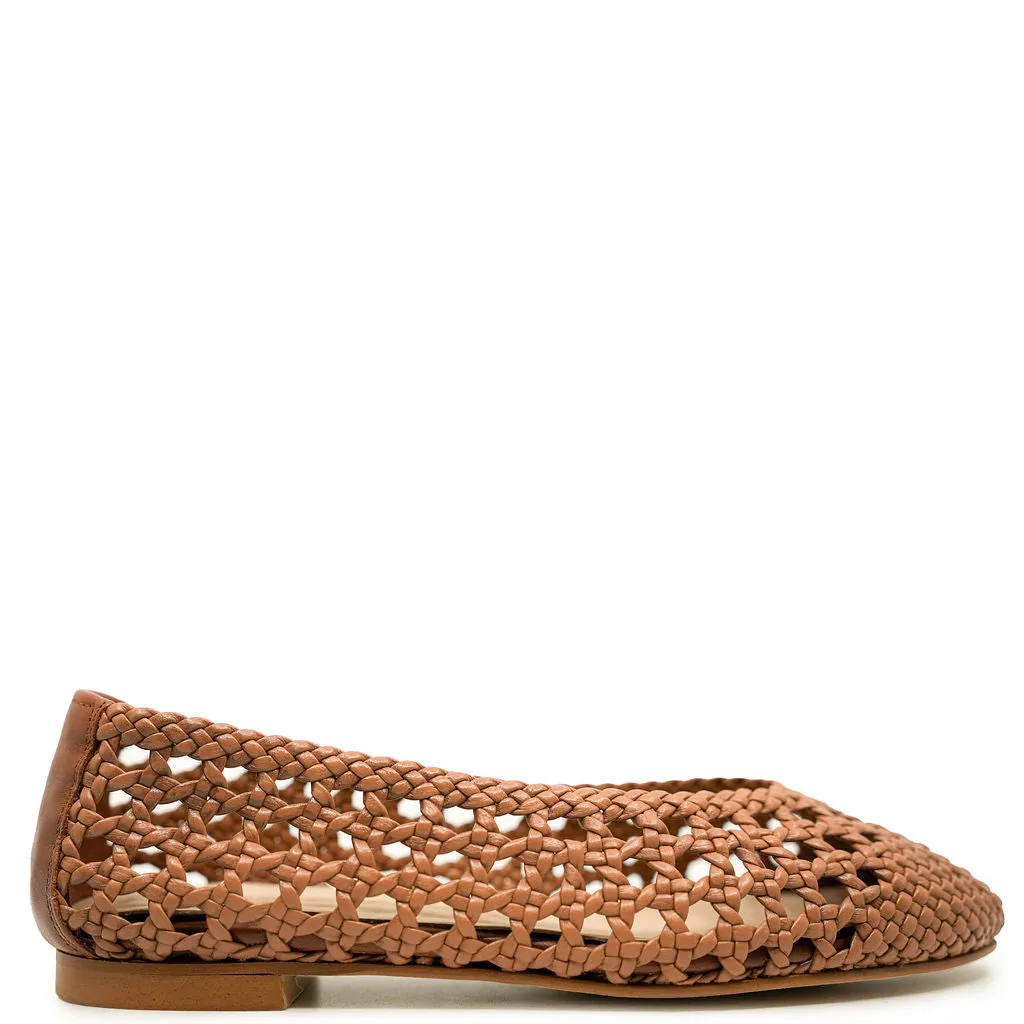 Blublonc Brown Weave Ballet Flat