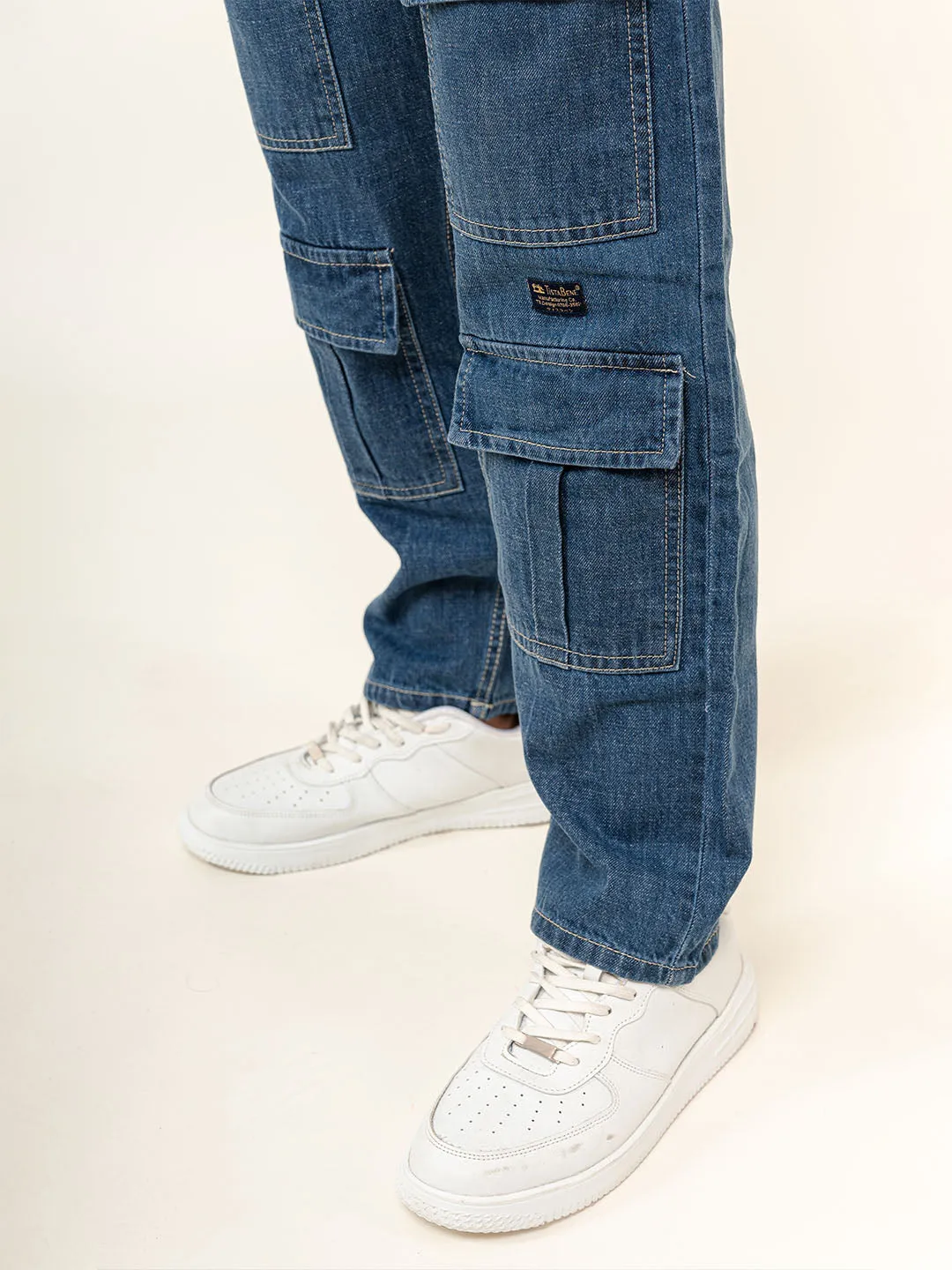 Blue Cargo Baggy Fit Denim Jeans