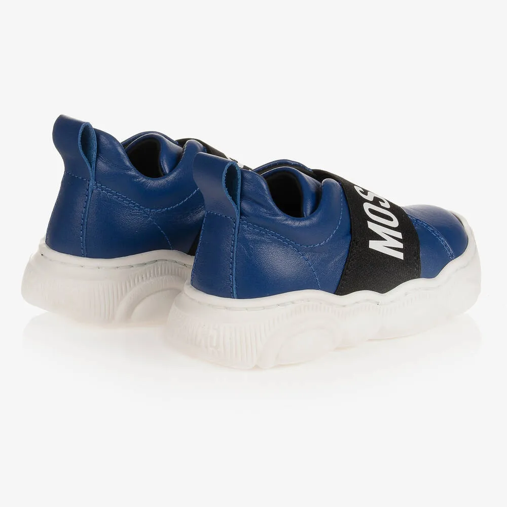 Blue Leather Logo Trainers