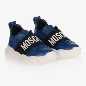 Blue Leather Logo Trainers