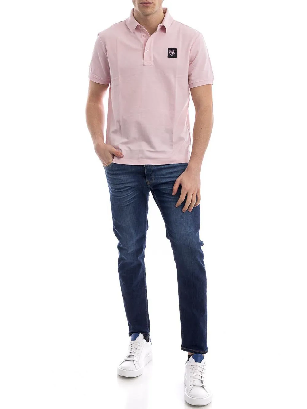 Blue Men's Polo Shirt Light Pink