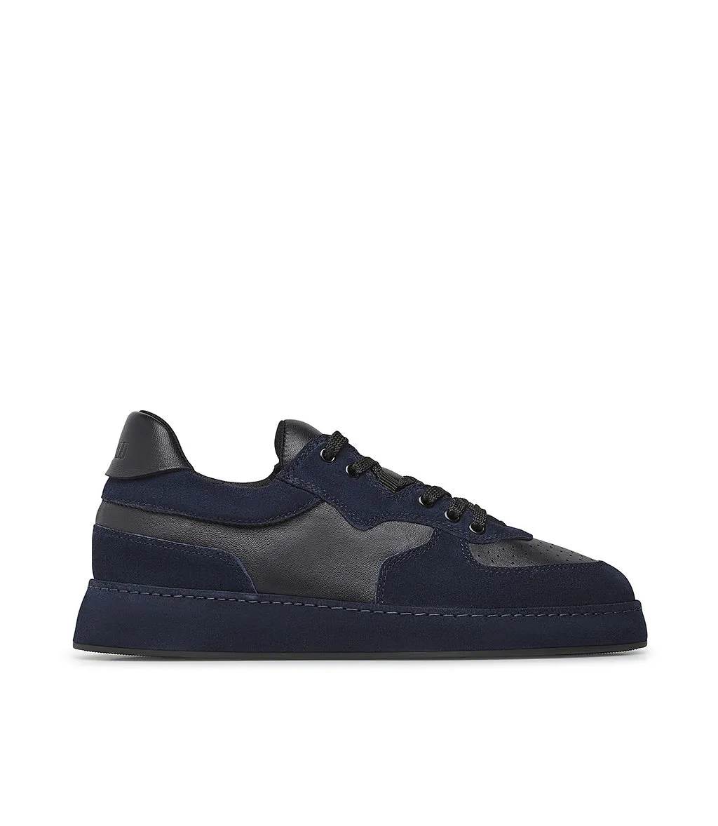 Blue nappa leather and suede sneakers