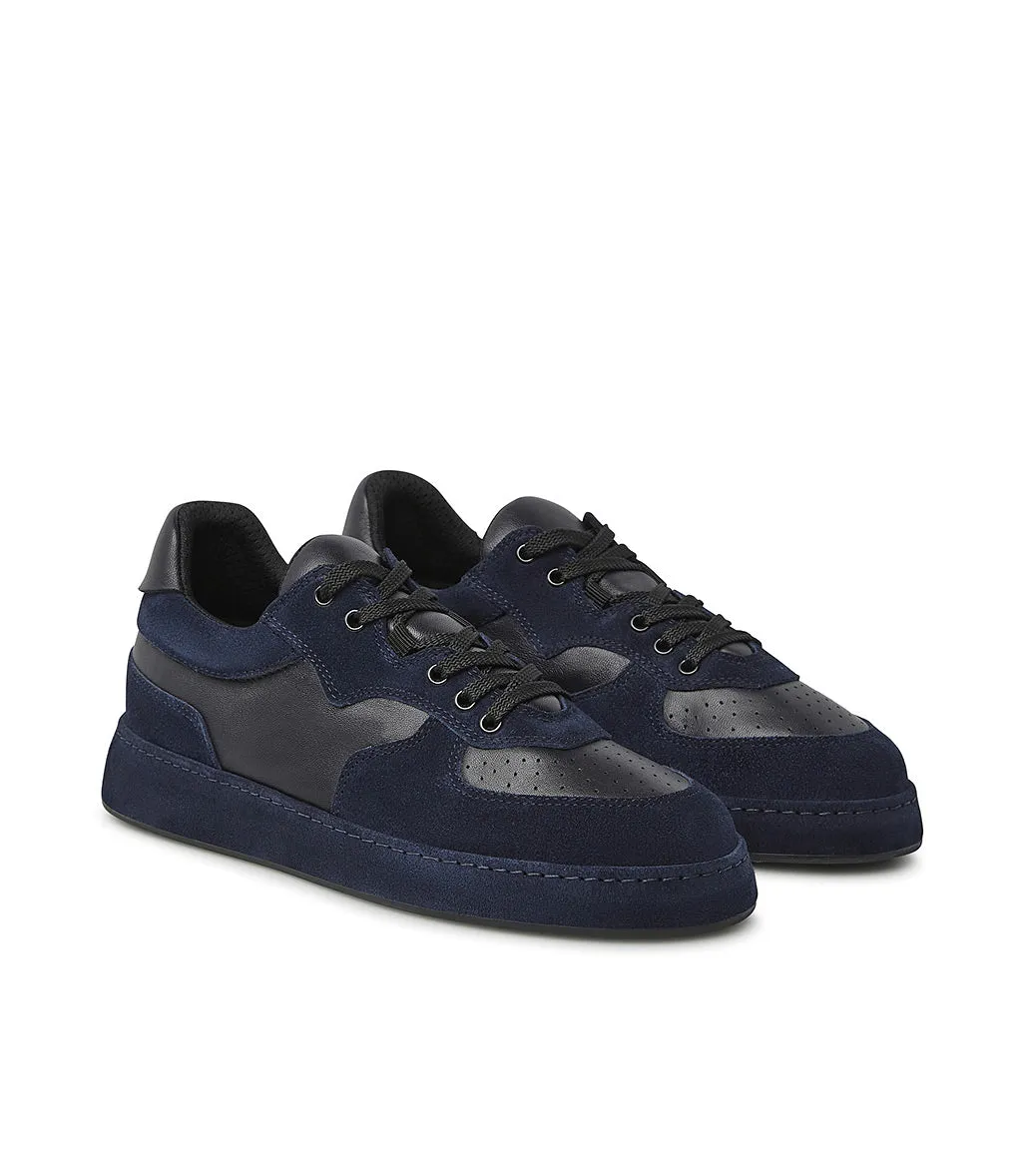 Blue nappa leather and suede sneakers