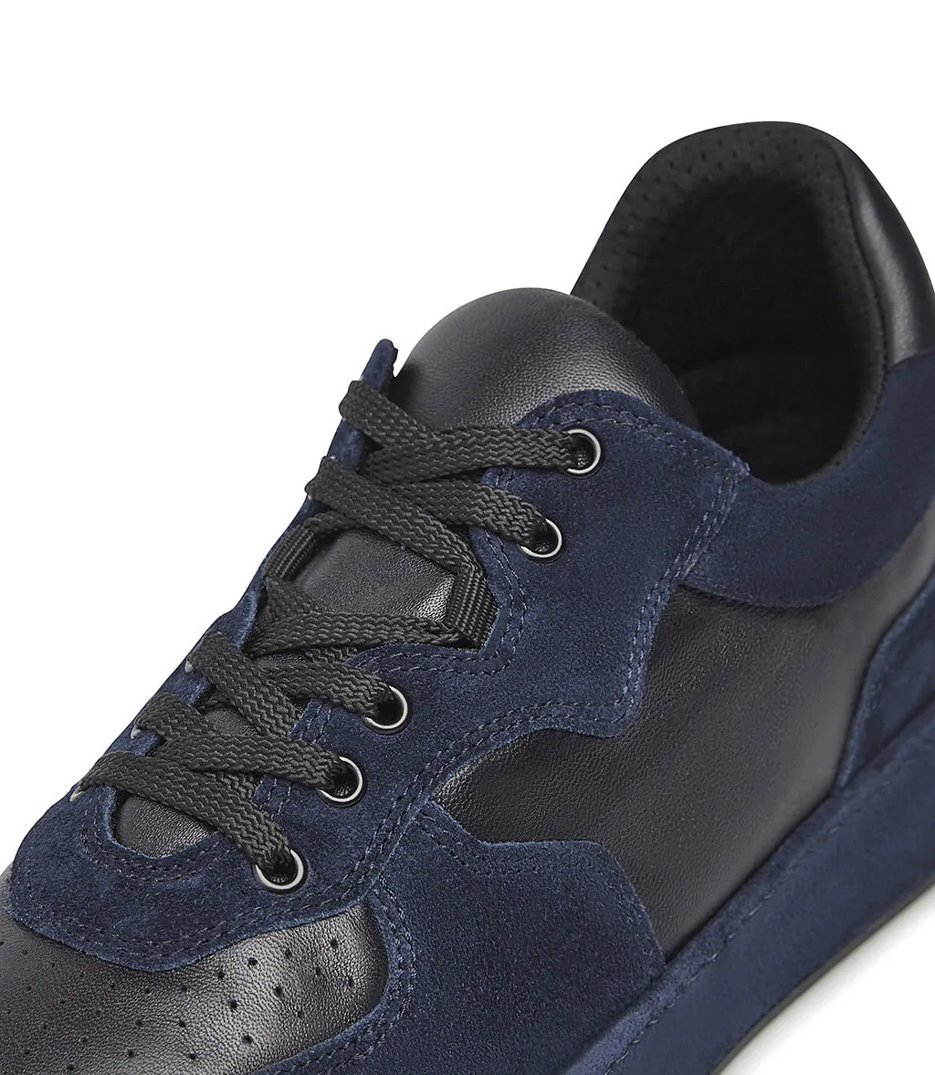 Blue nappa leather and suede sneakers