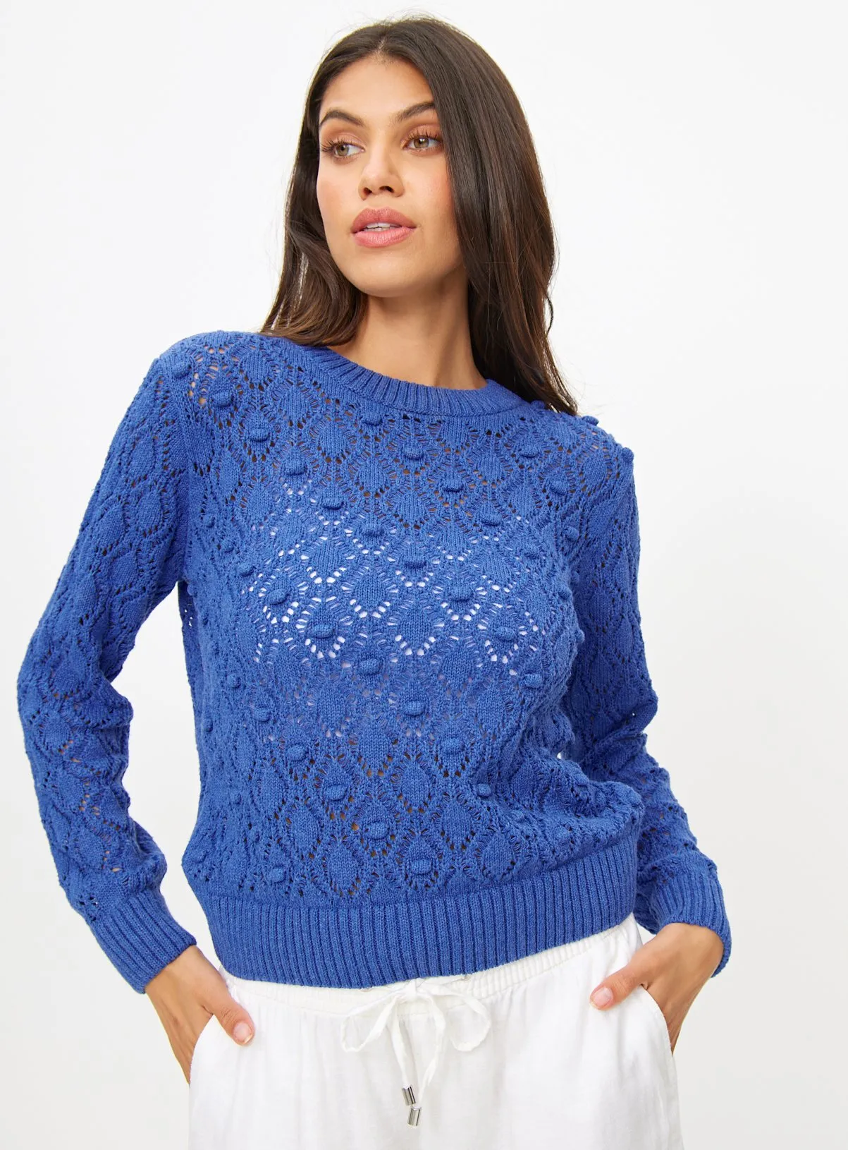 Blue Pointelle Bobble Crew Neck Jumper 16 by Tu Clothing.