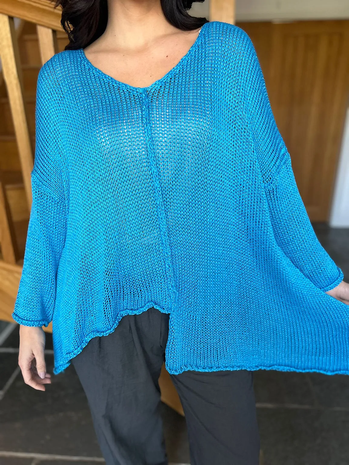 Blue Reverse Seam Loose Knit Cody