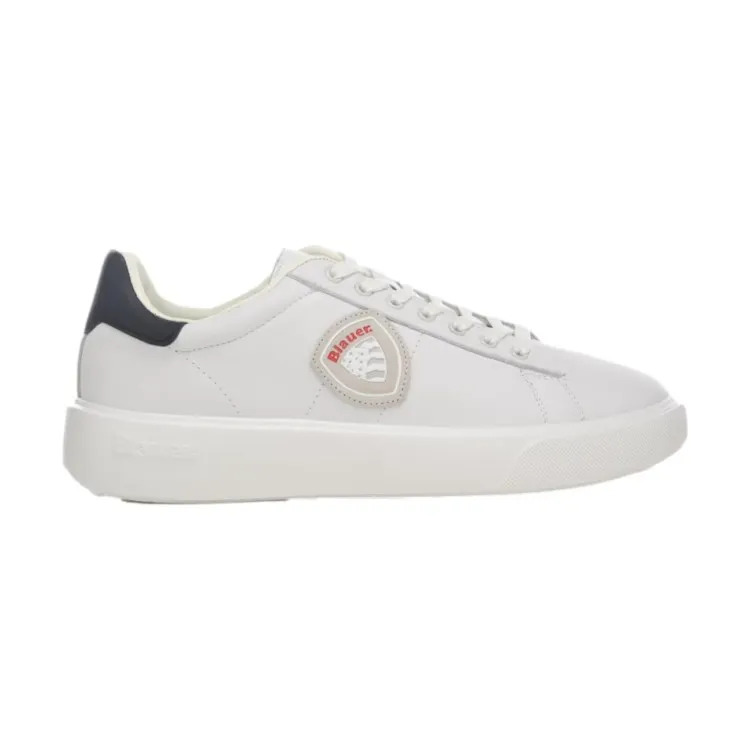 Blue S4BUCK02 Men's Lace-Up White Sneakers.