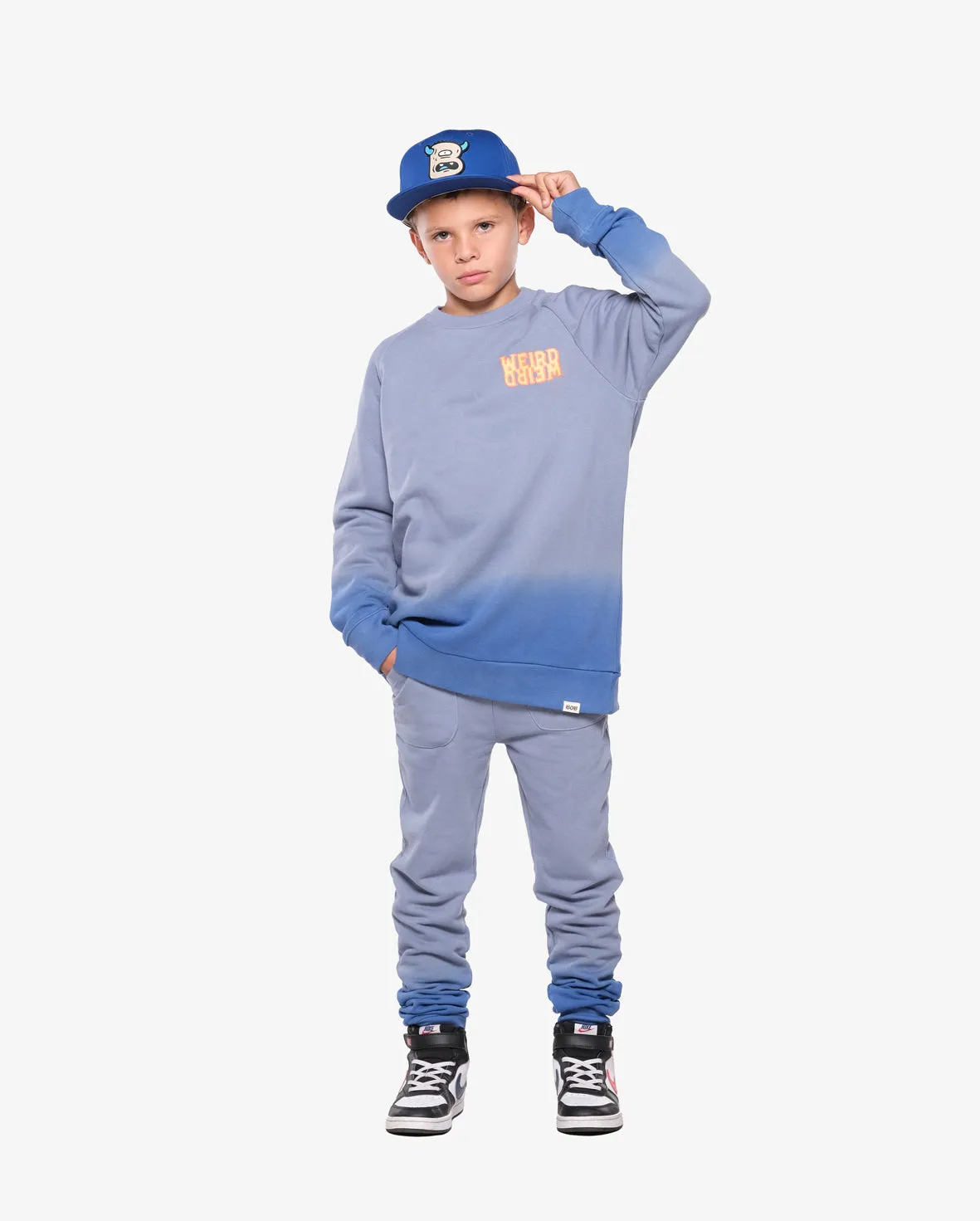 Blue Dip Dye Raglan Crew Neck Sweater by BOB