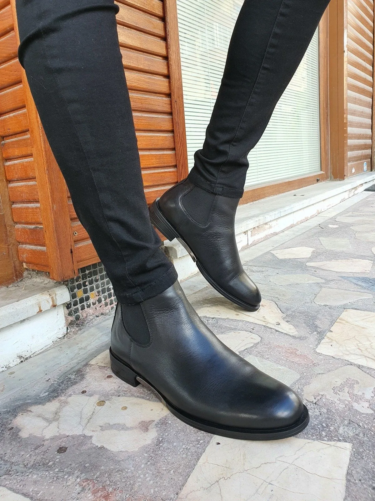 Bojo Genuine Leather Black Boots Shoes