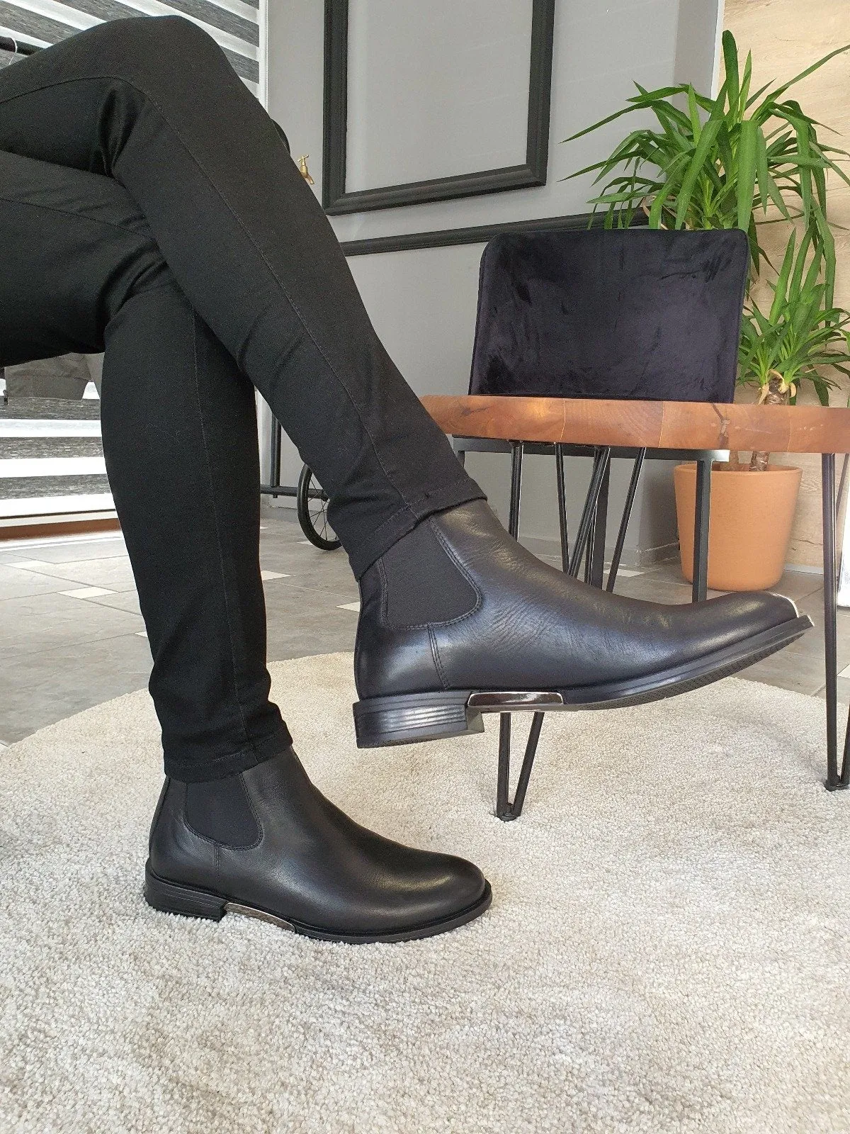 Bojo Genuine Leather Black Boots Shoes