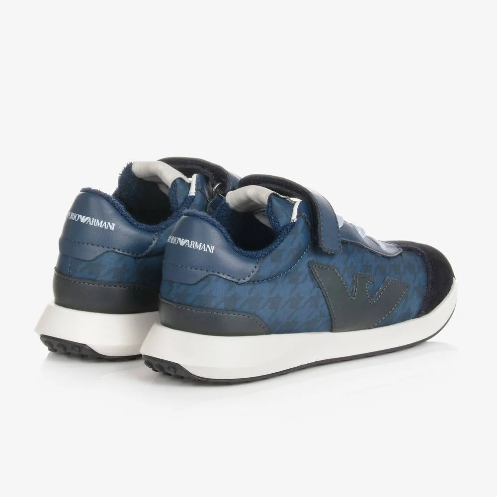 Boys Blue Houndstooth Velcro Trainers