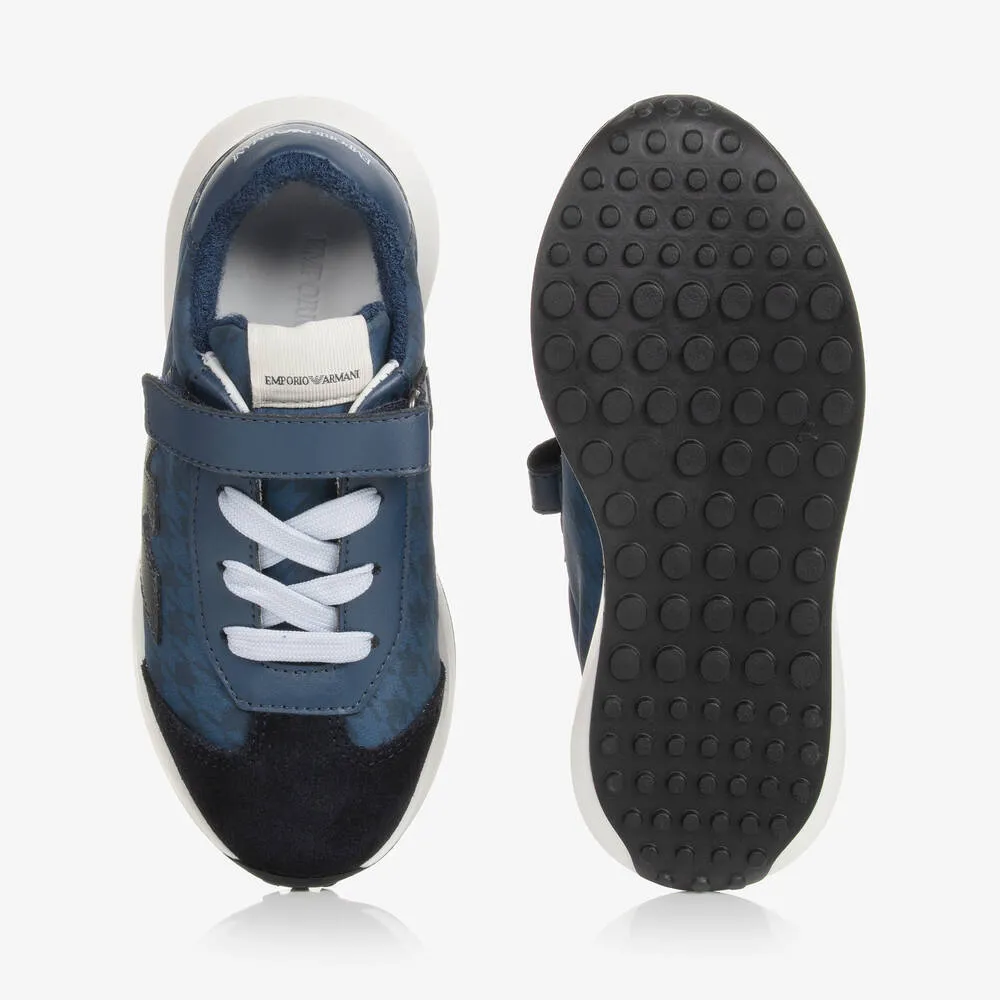 Boys Blue Houndstooth Velcro Trainers