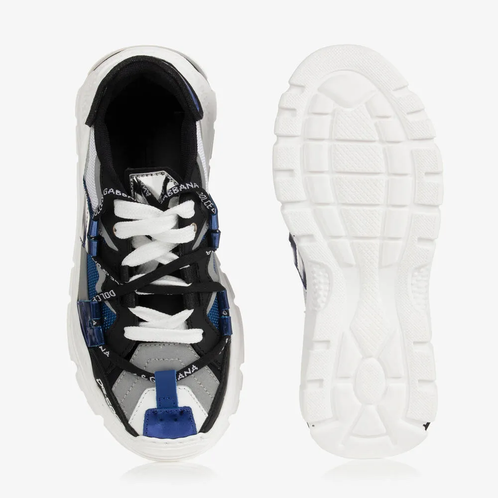 Boys White & Blue Trainers