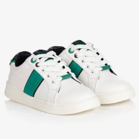 Boys White & Green Trainers