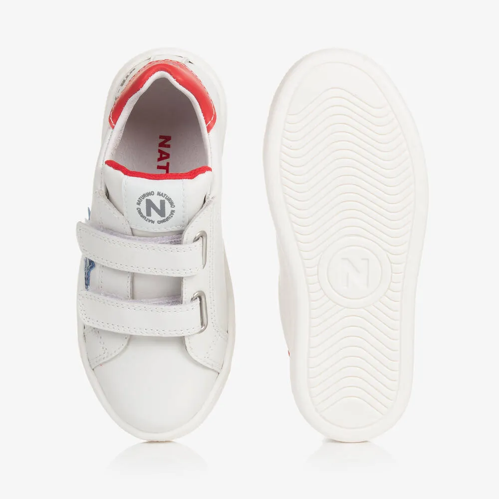 Boys White Leather Velcro Trainers 