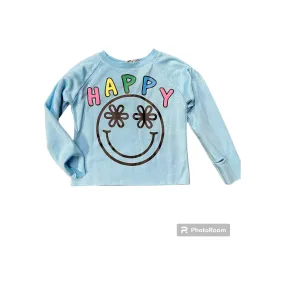 Bright Aqua Happy Sweatshirt