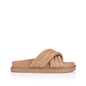 Britney Footbed Slides - Dark Camel