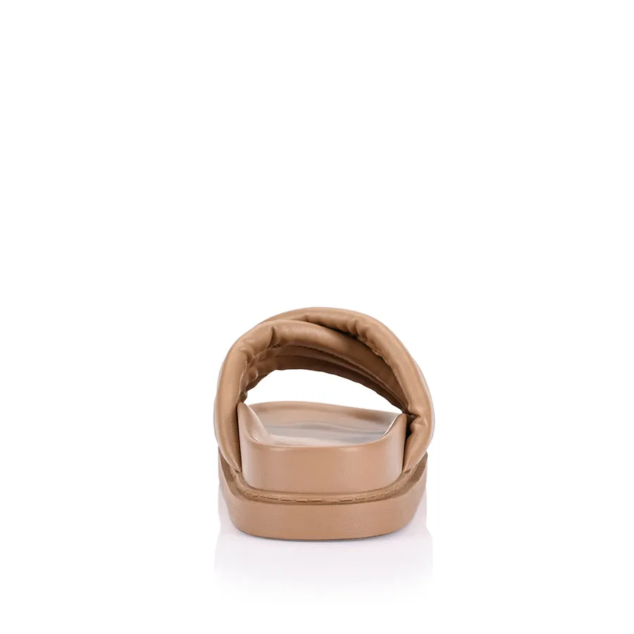 Britney Footbed Slides - Dark Camel