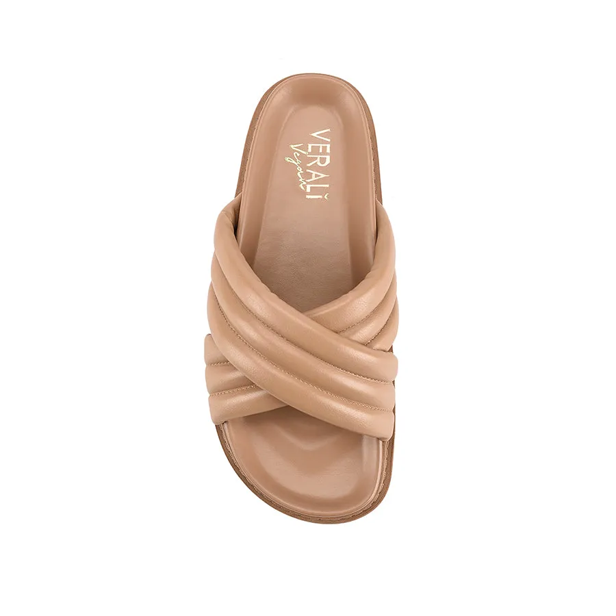 Britney Footbed Slides - Dark Camel