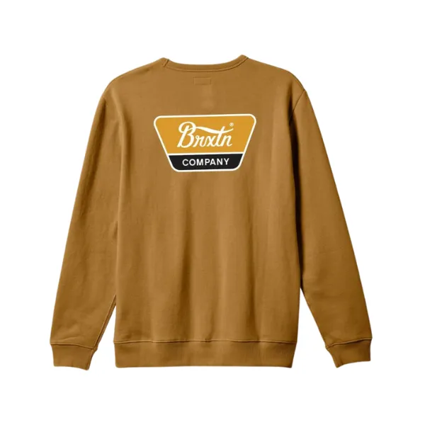 Brixton Linwood Crew - Golden Brown: London Streetwear Fashion.