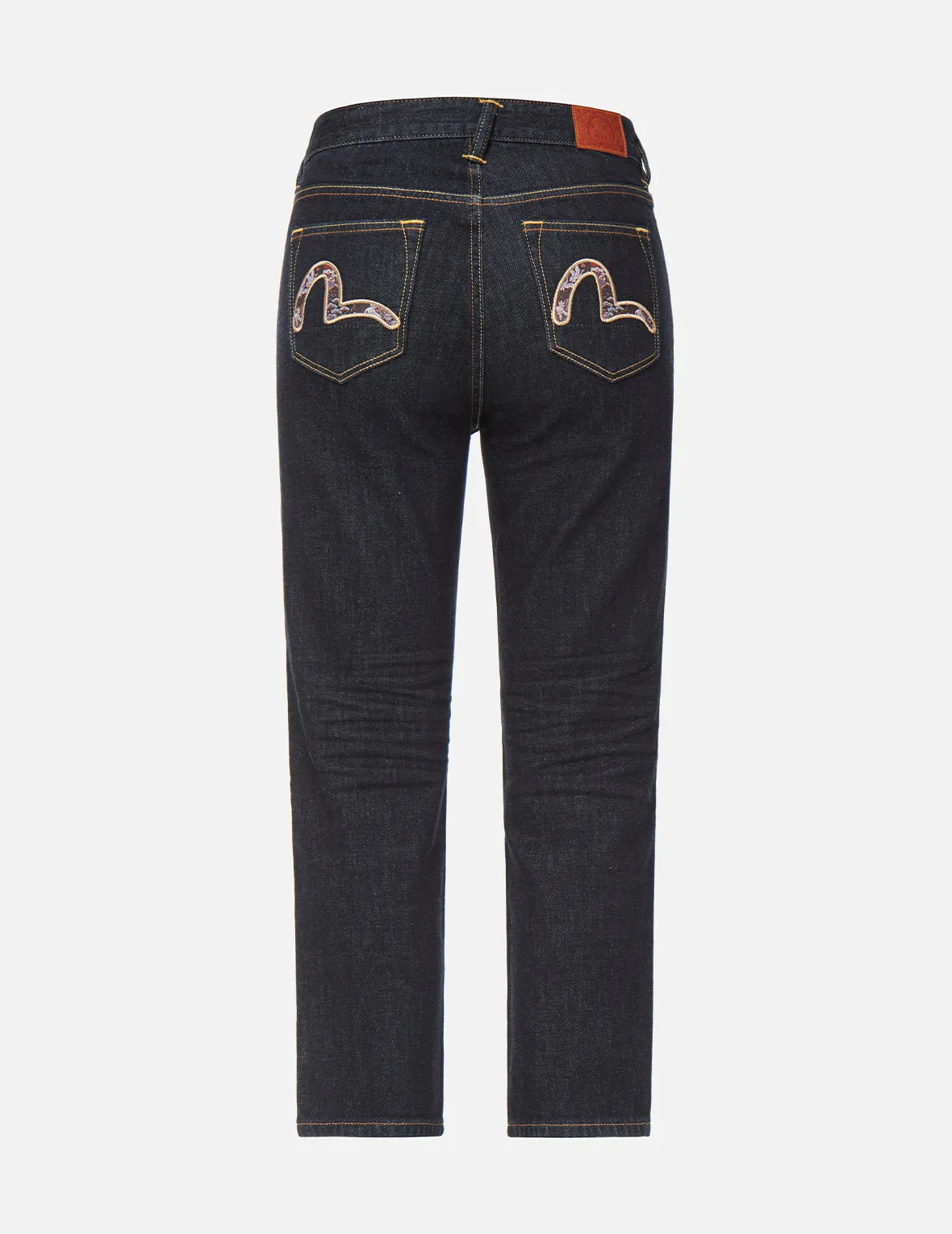 Brocade Seagull Embroidered Straight-cut Jeans