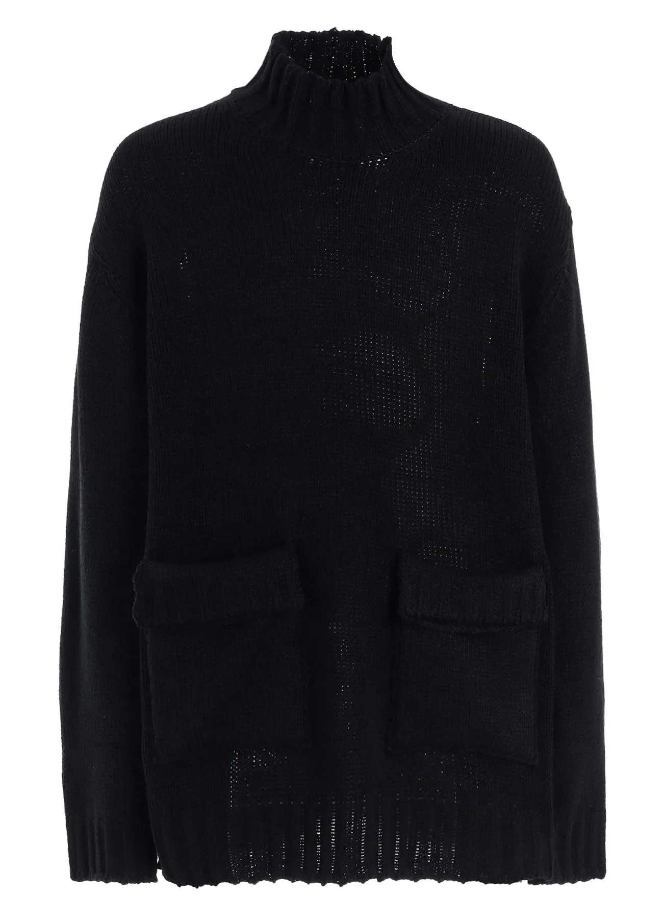 BULKY WOOL BIG POCKET HIGH NECK KNIT