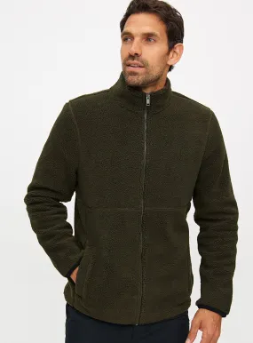 Khaki Green Zip-Through Teddy Fleece Jacket XL - Tu