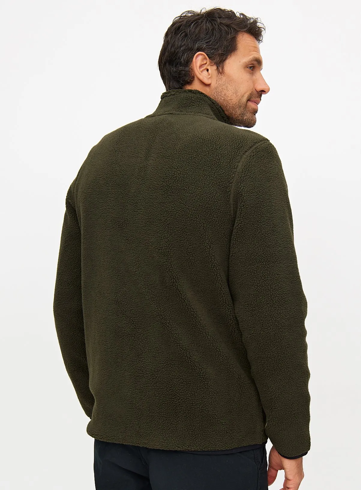 Khaki Green Zip-Through Teddy Fleece Jacket XL - Tu