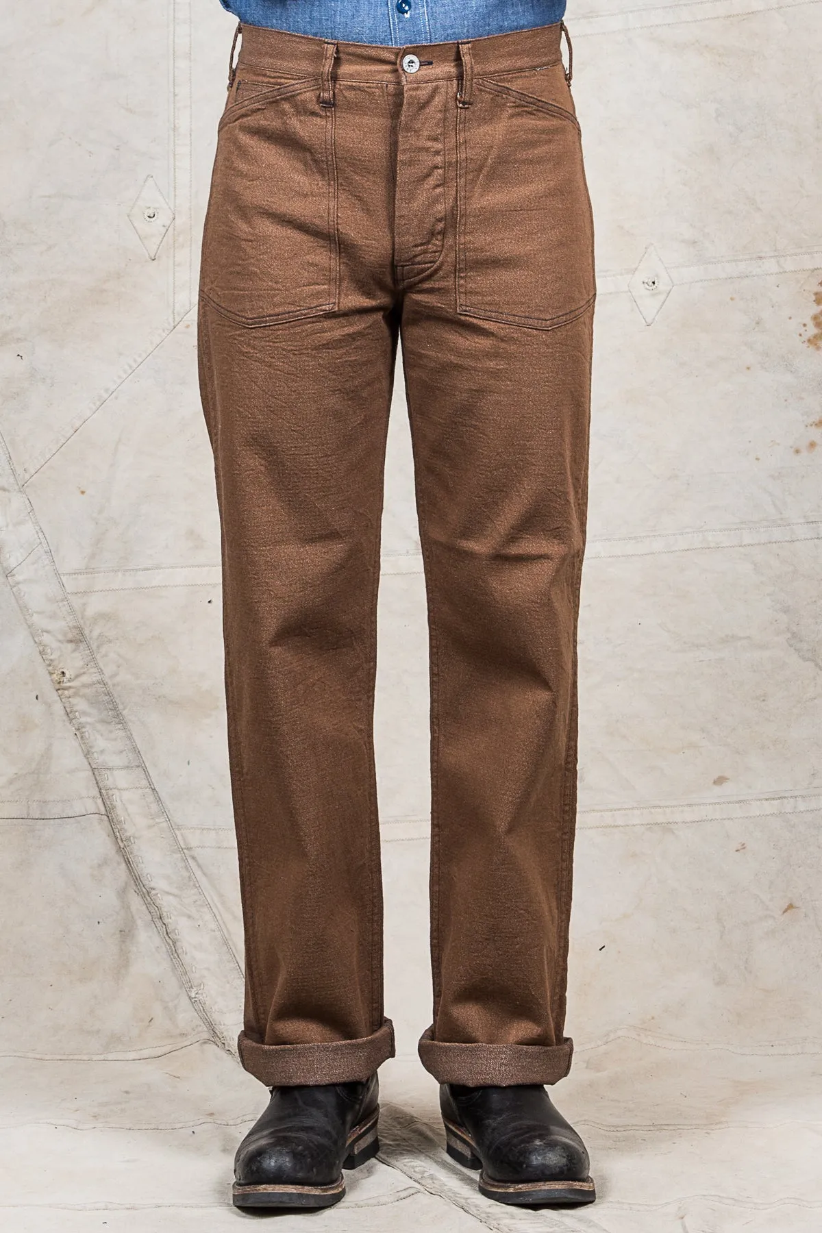 Buzz Rickson's Trousers Working Brown Denim