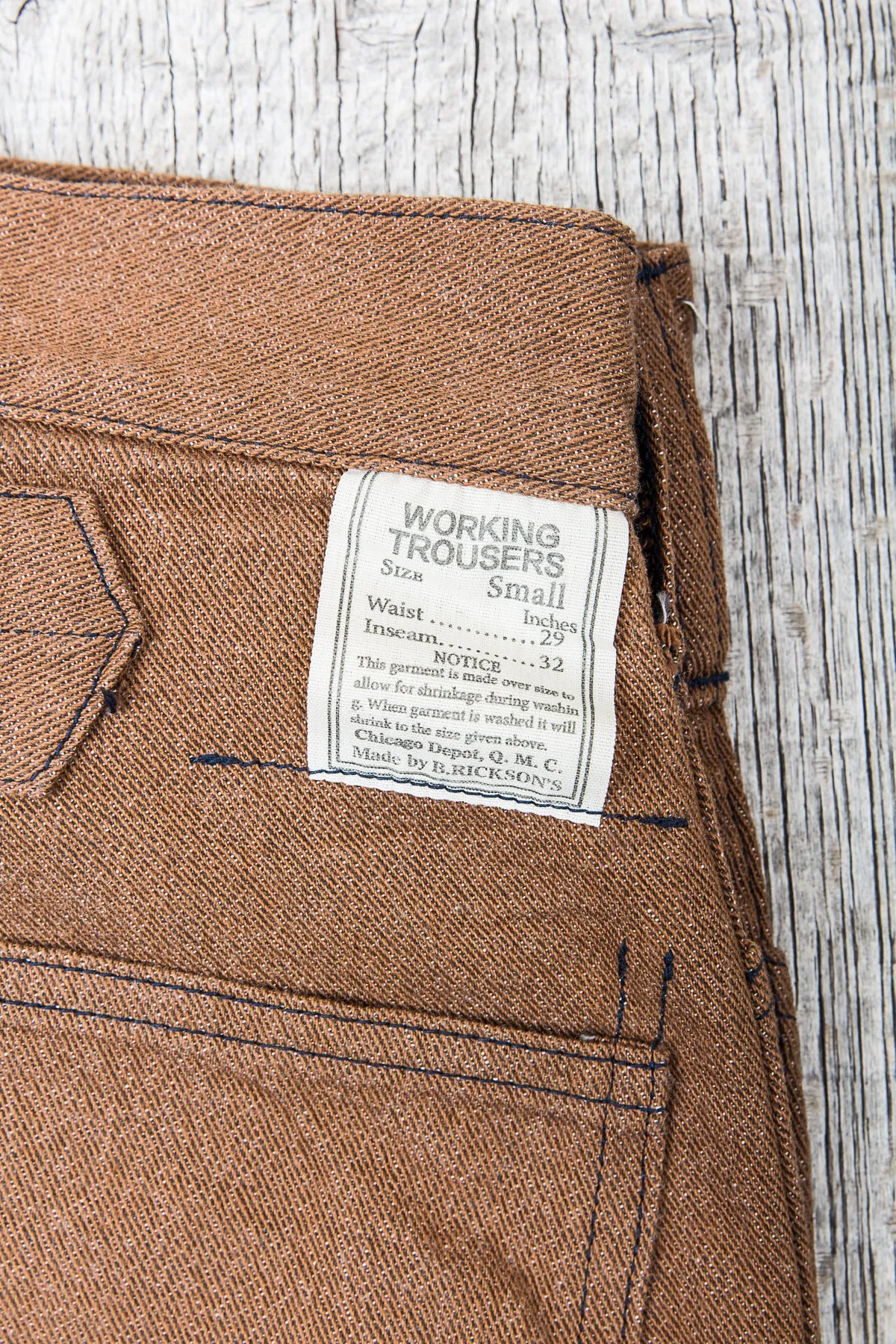 Buzz Rickson's Trousers Working Brown Denim