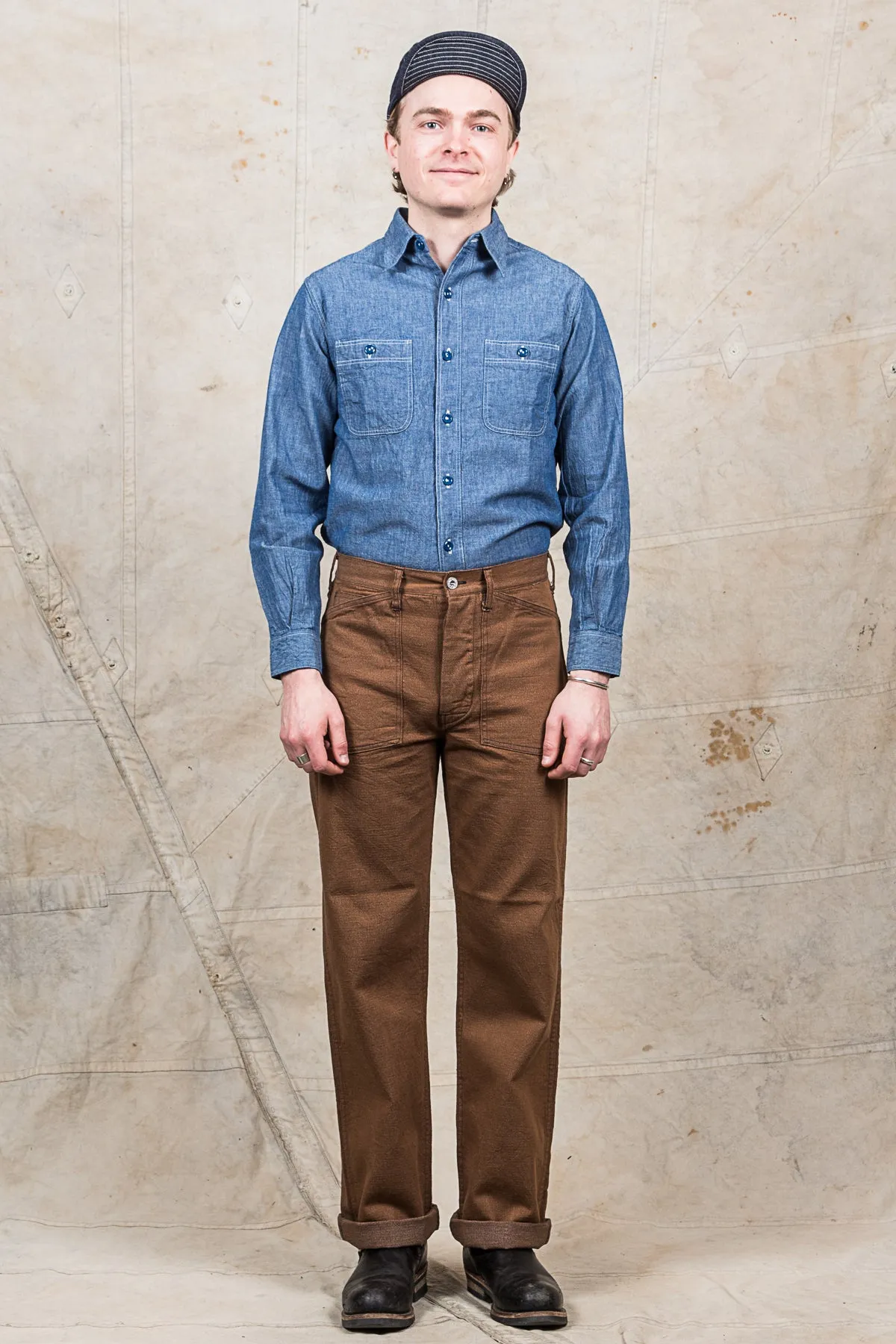 Buzz Rickson's Trousers Working Brown Denim