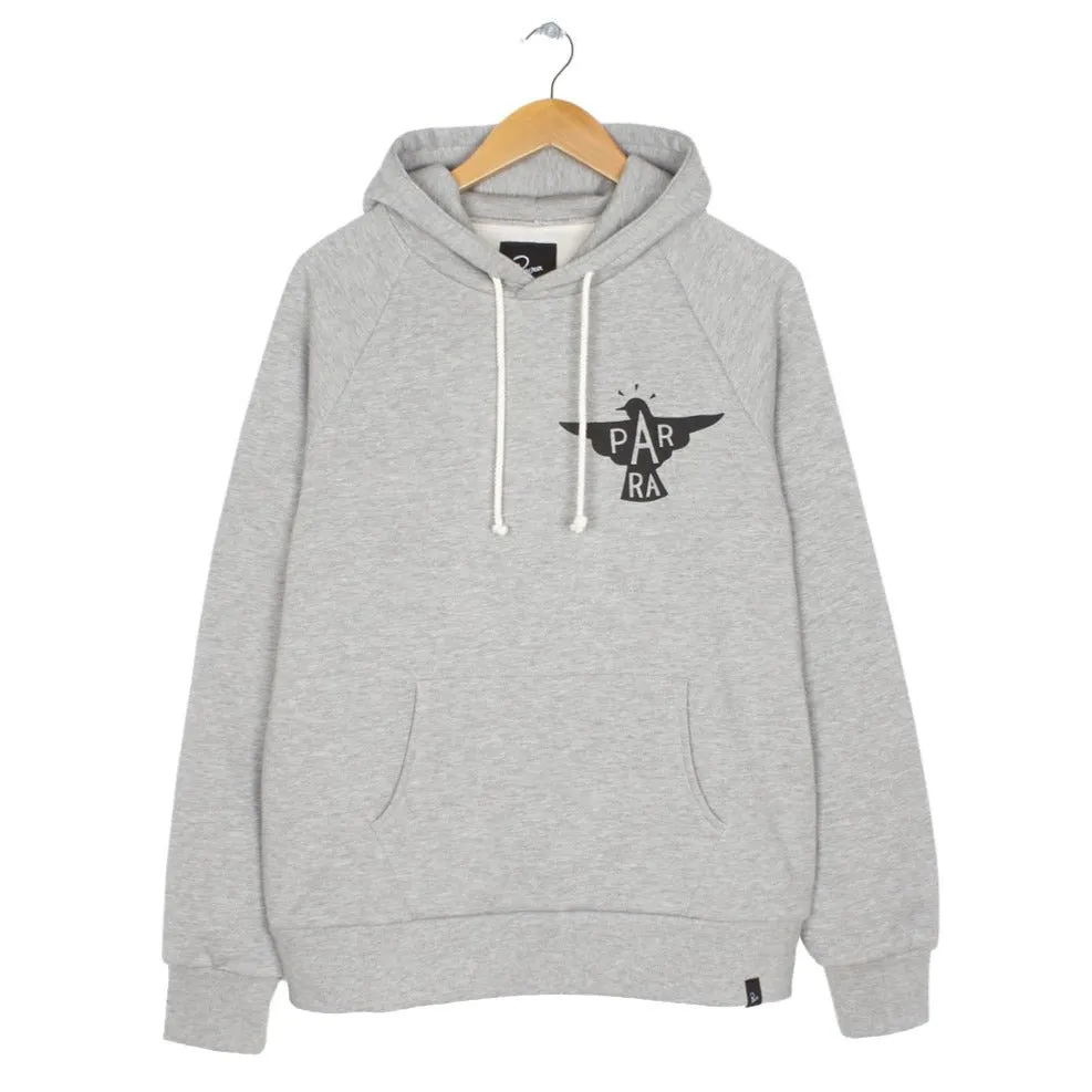 BY PARRA HOODED SWEATSHIRT JACKDAW LOGO // HEATHER GREY