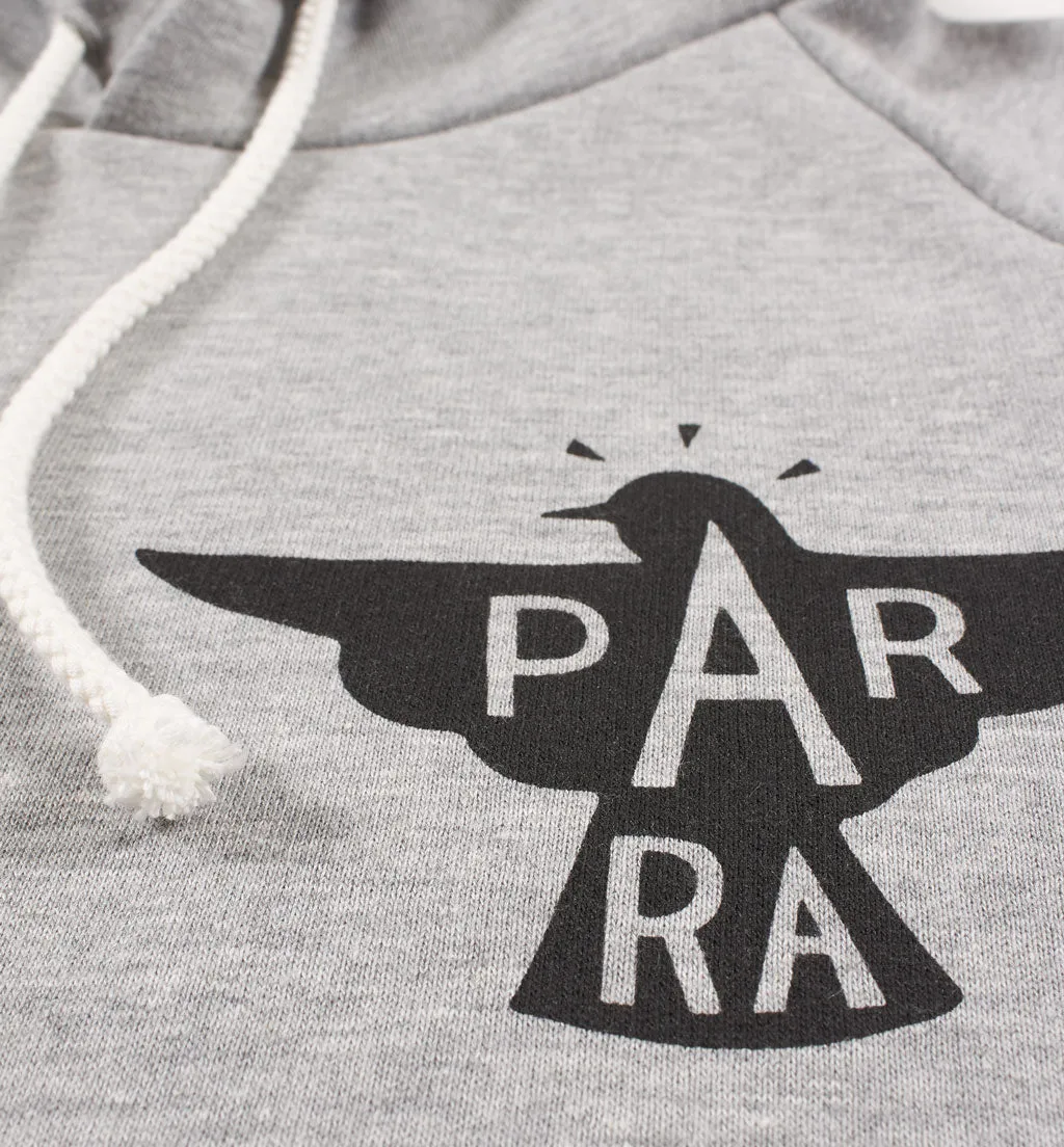 BY PARRA HOODED SWEATSHIRT JACKDAW LOGO // HEATHER GREY