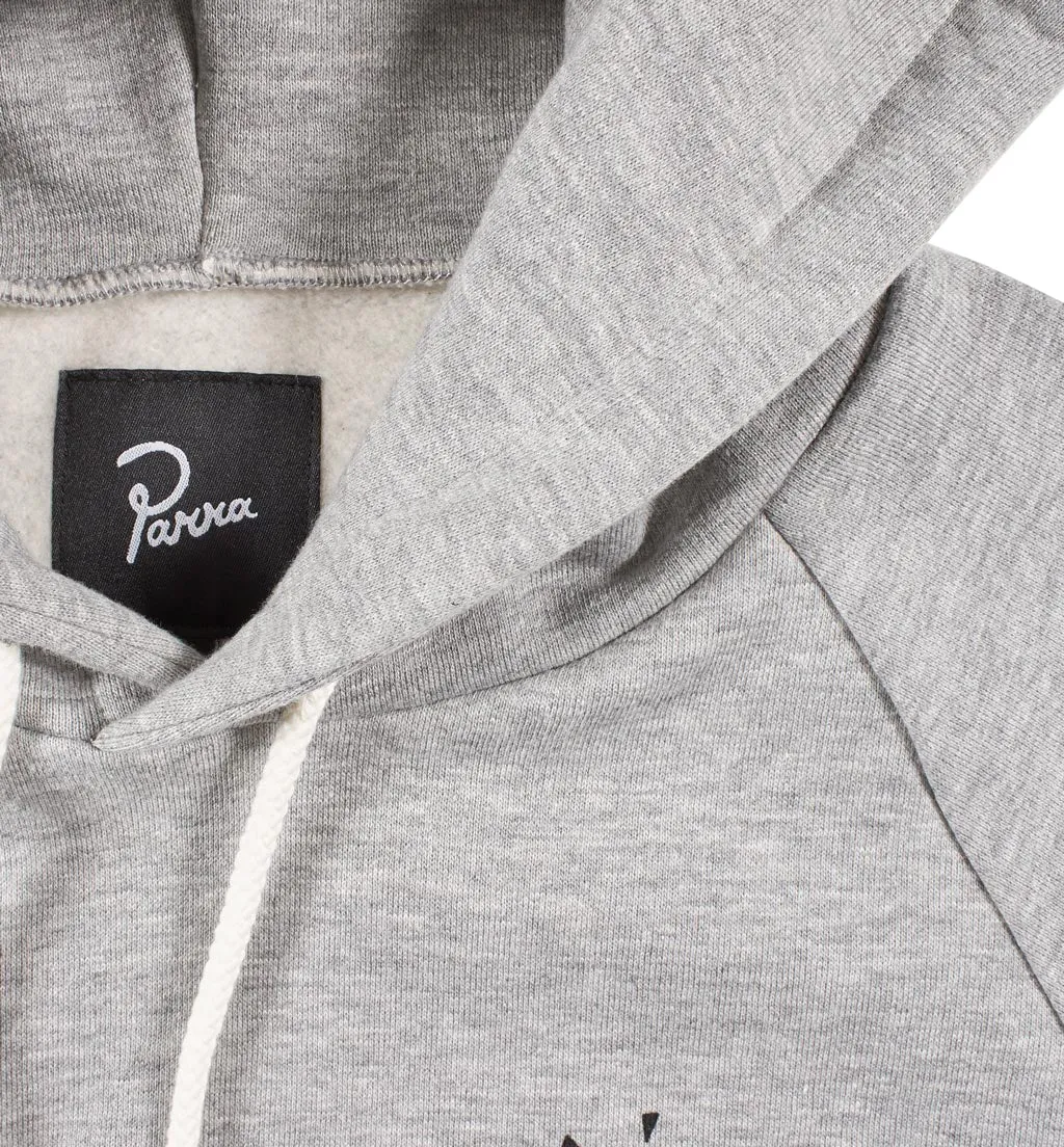 BY PARRA HOODED SWEATSHIRT JACKDAW LOGO // HEATHER GREY