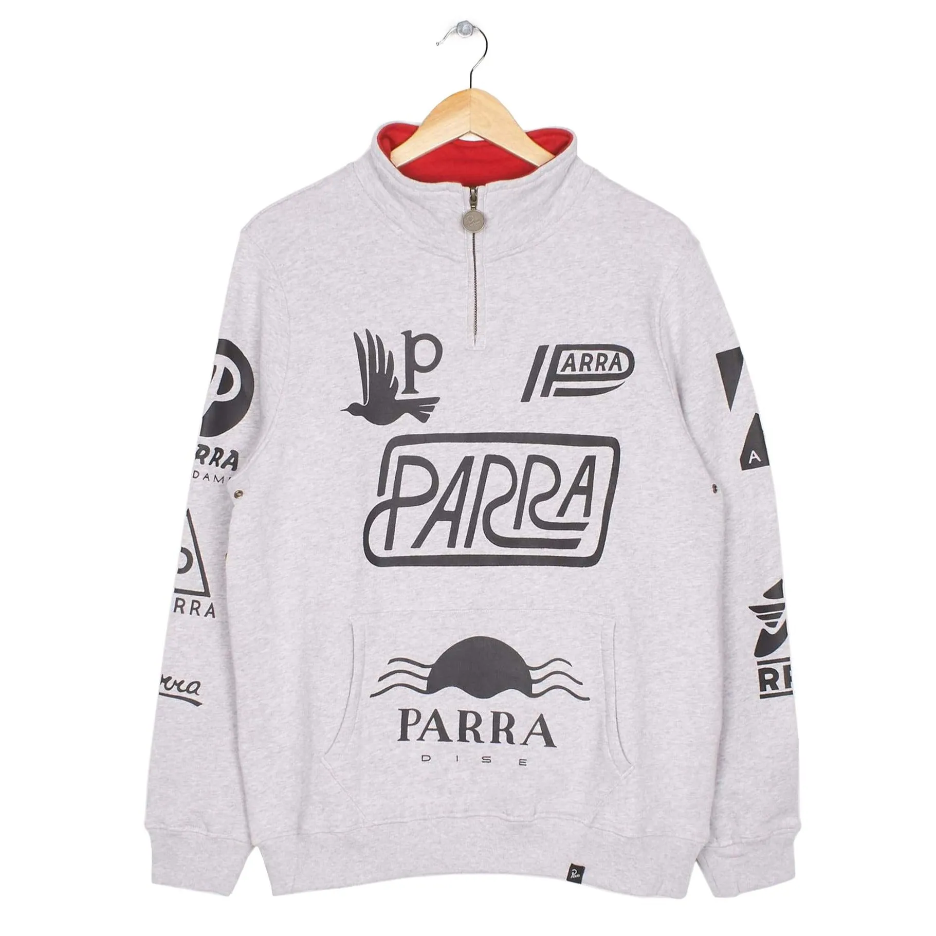 BY PARRA SPONSORED QUARTER ZIP SWEATSHIRT // ASH GREY