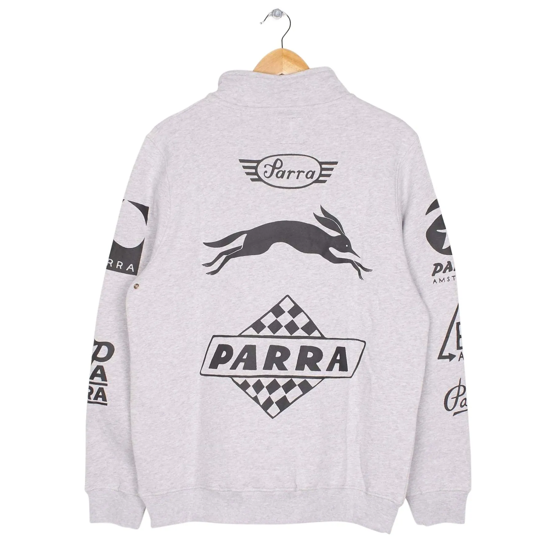 BY PARRA SPONSORED QUARTER ZIP SWEATSHIRT // ASH GREY