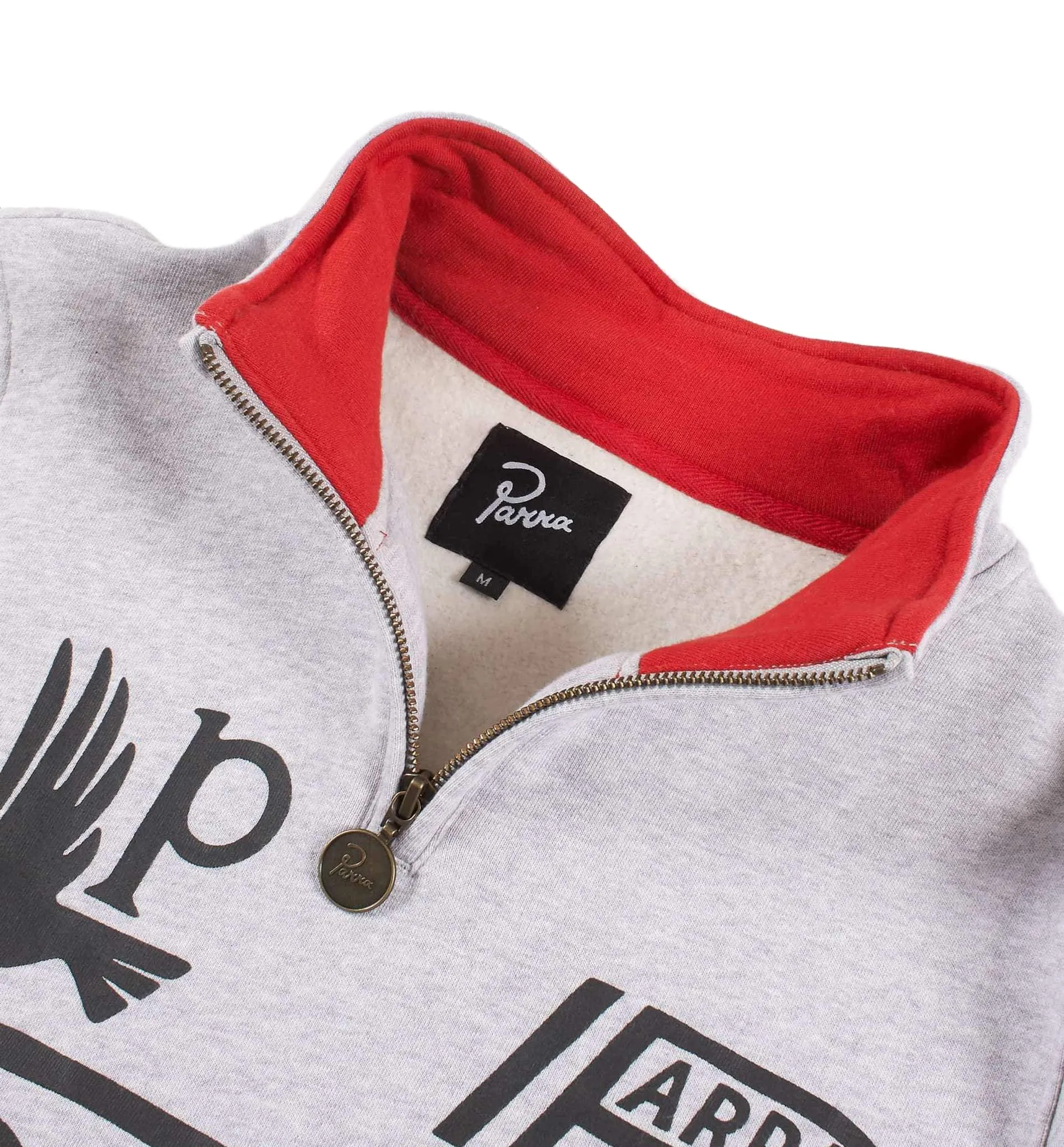 BY PARRA SPONSORED QUARTER ZIP SWEATSHIRT // ASH GREY