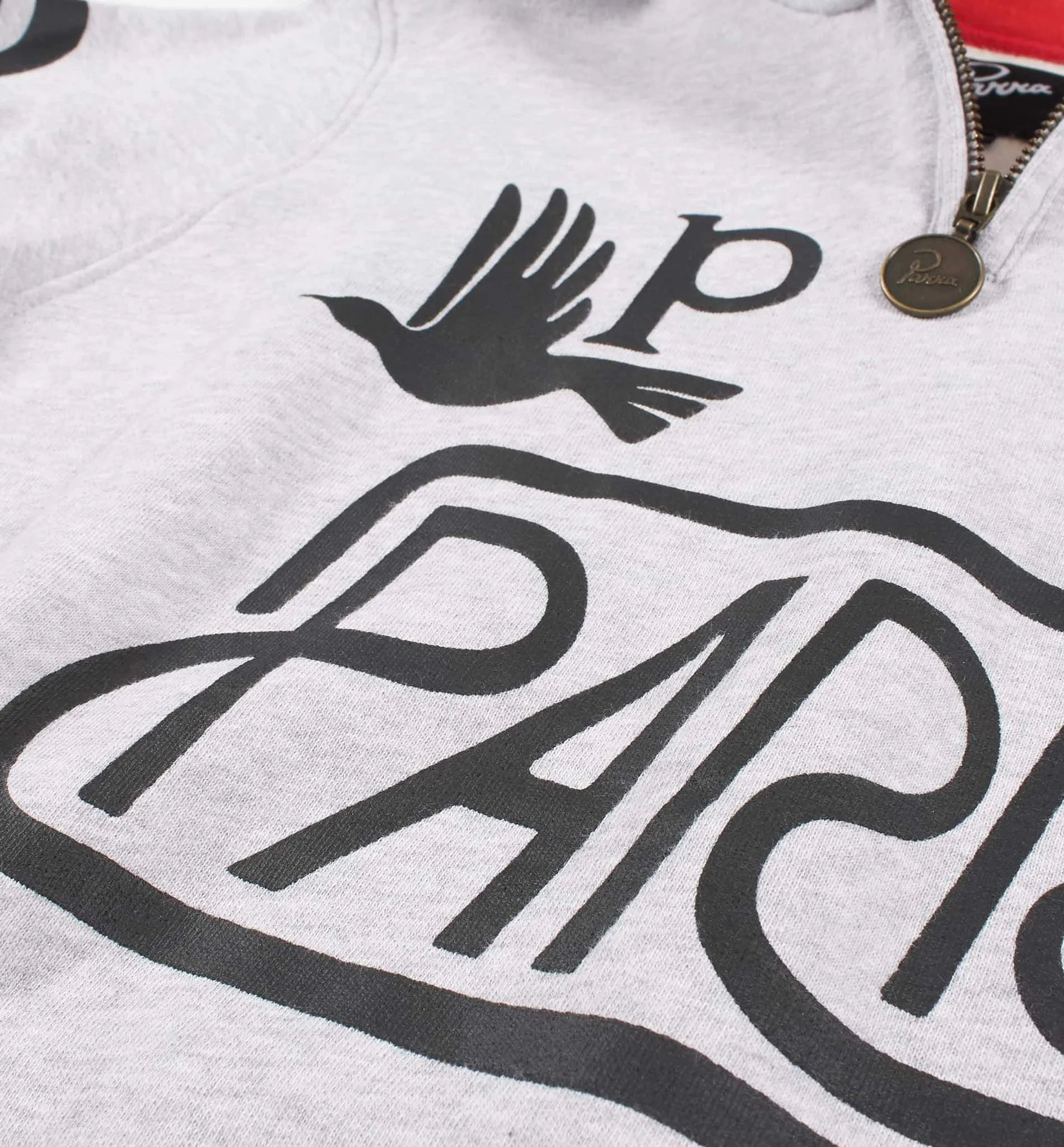 BY PARRA SPONSORED QUARTER ZIP SWEATSHIRT // ASH GREY