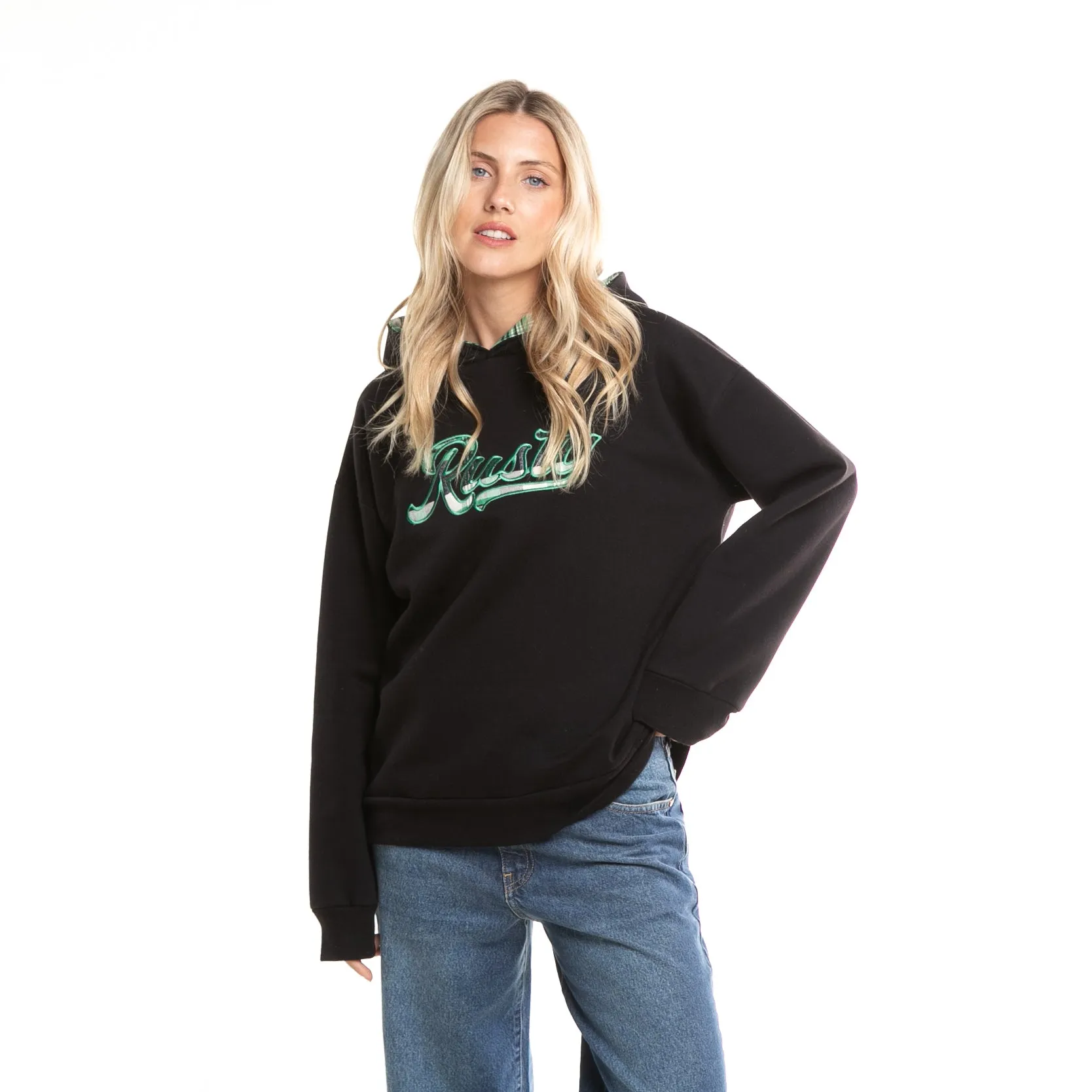 Oversize Black Hooded Kangaroo Sweater at Rusty Country Club.