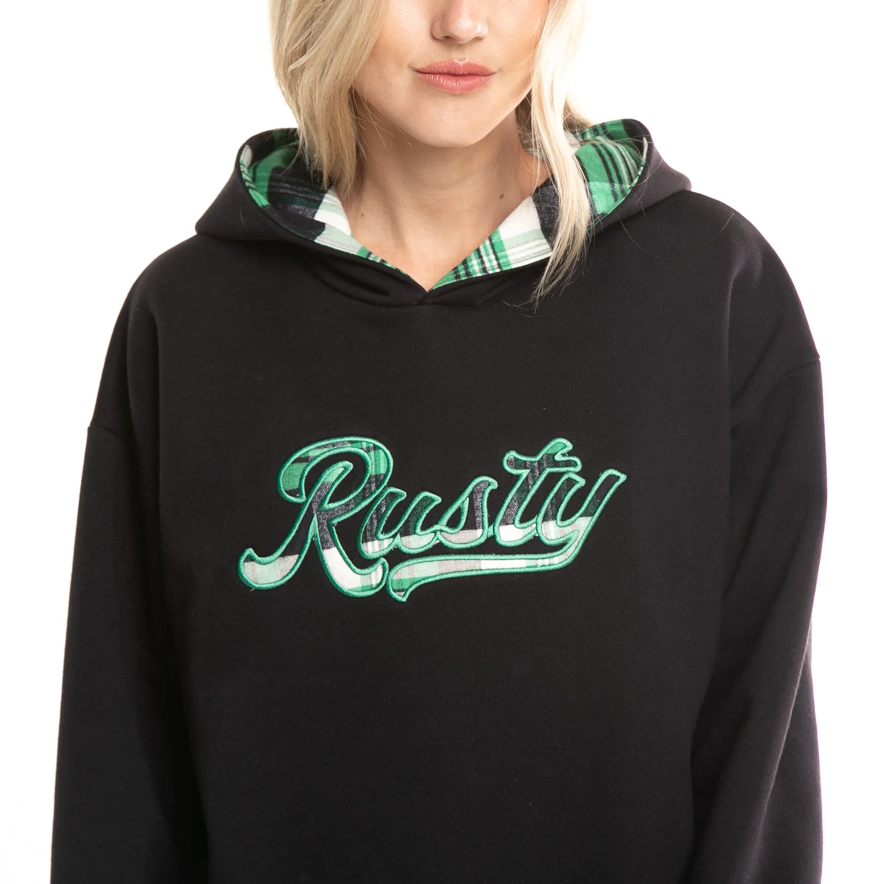 Oversize Black Hooded Kangaroo Sweater at Rusty Country Club.