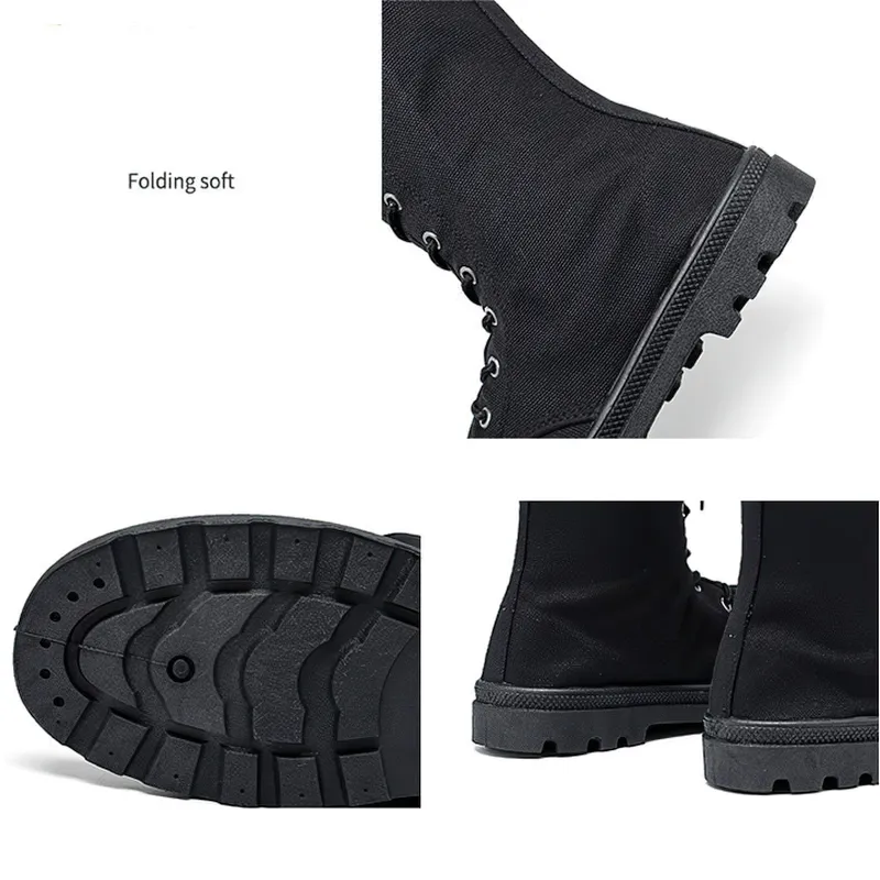 Canvas Men Lace Up Boots / Mid-calf Male Military Tactical Boots