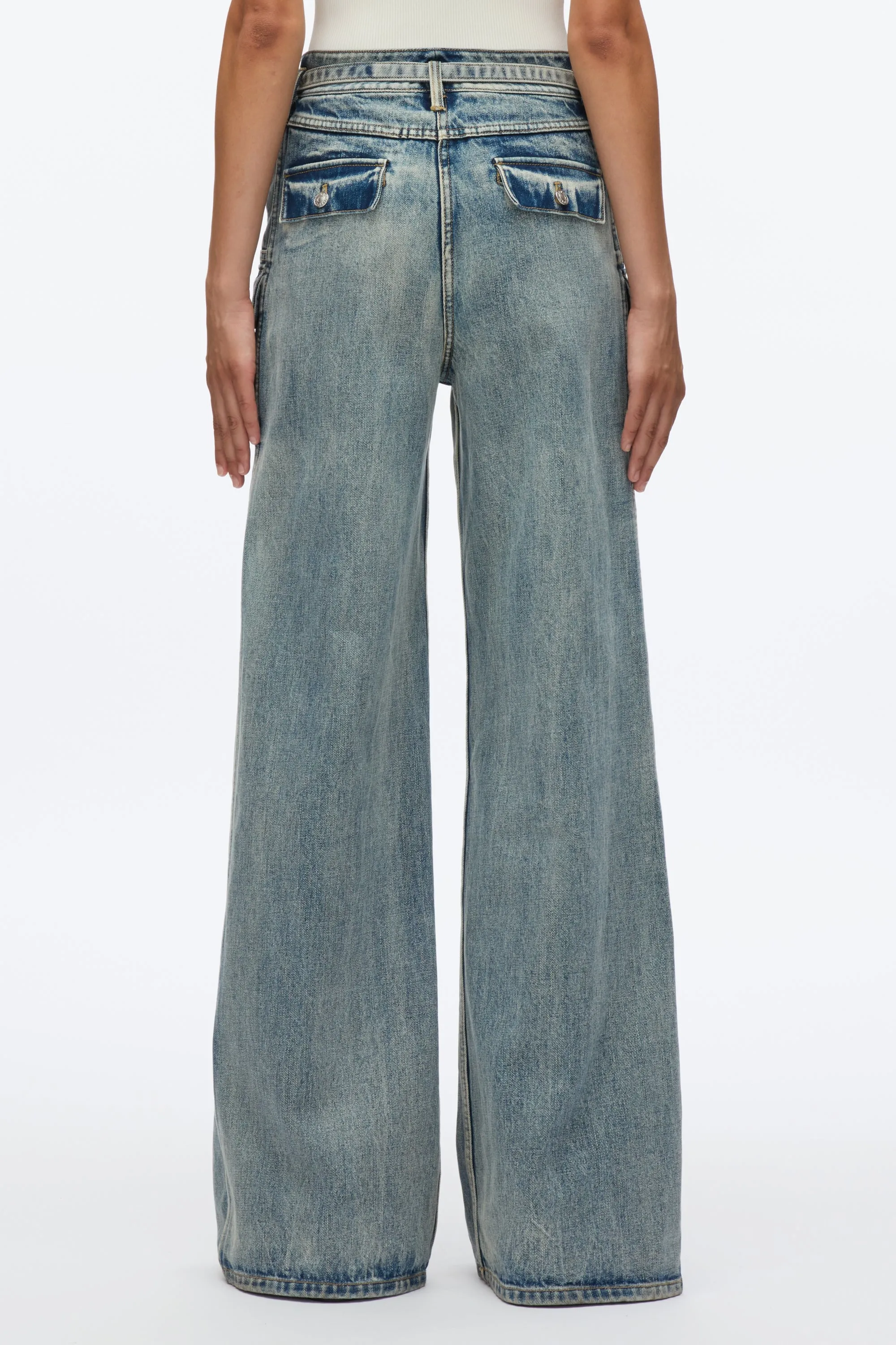 Cargo Wide Leg Belted Jeans