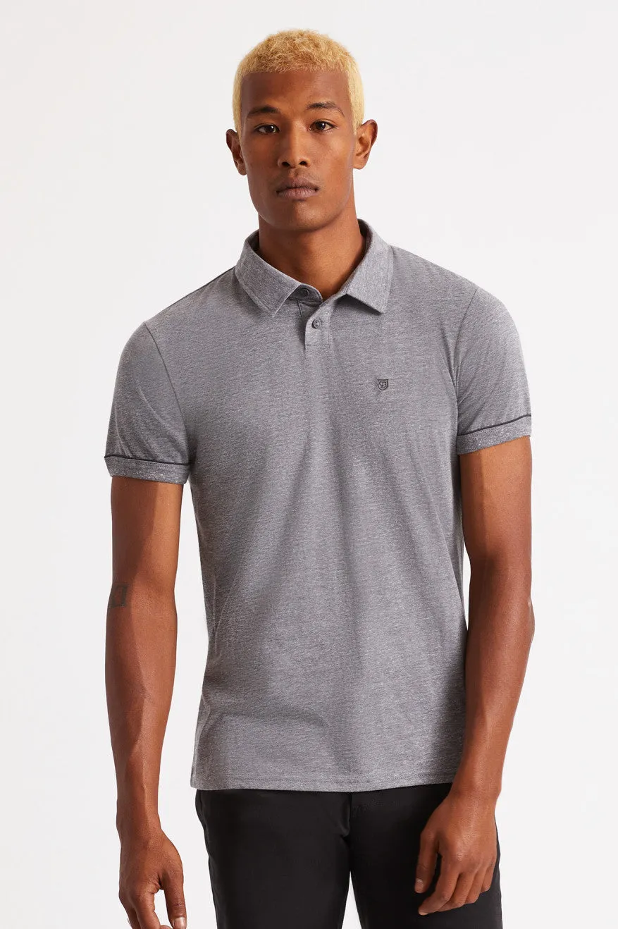 Carlos S/S Polo Knit - Heather Grey/Charcoal