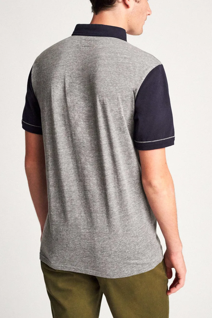 Carlos S/S Polo Knit - Heather Grey/Navy