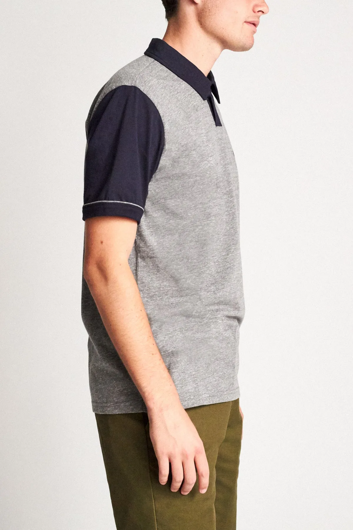 Carlos S/S Polo Knit - Heather Grey/Navy