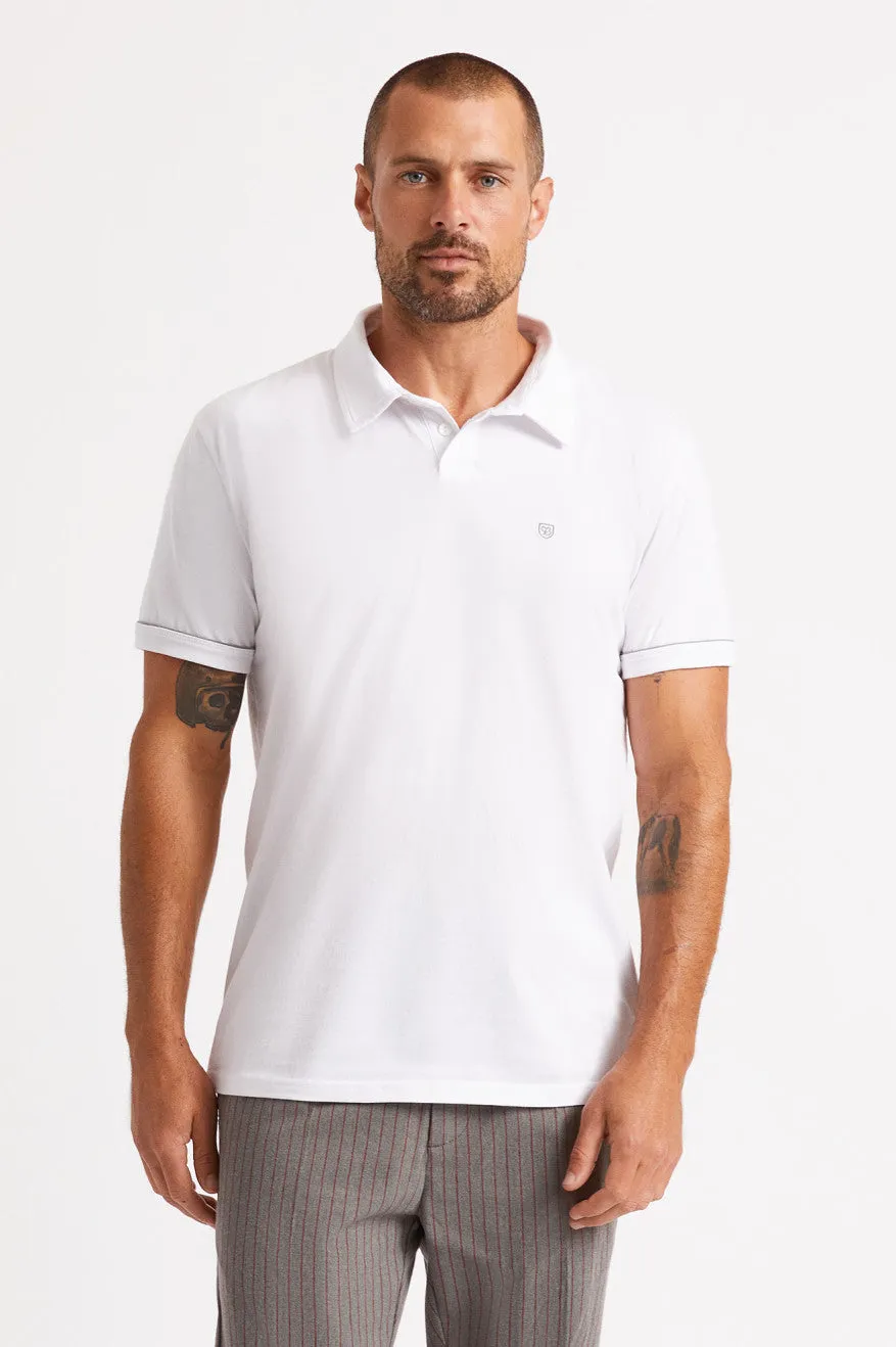 Carlos S/S Polo Knit - White/Light Grey