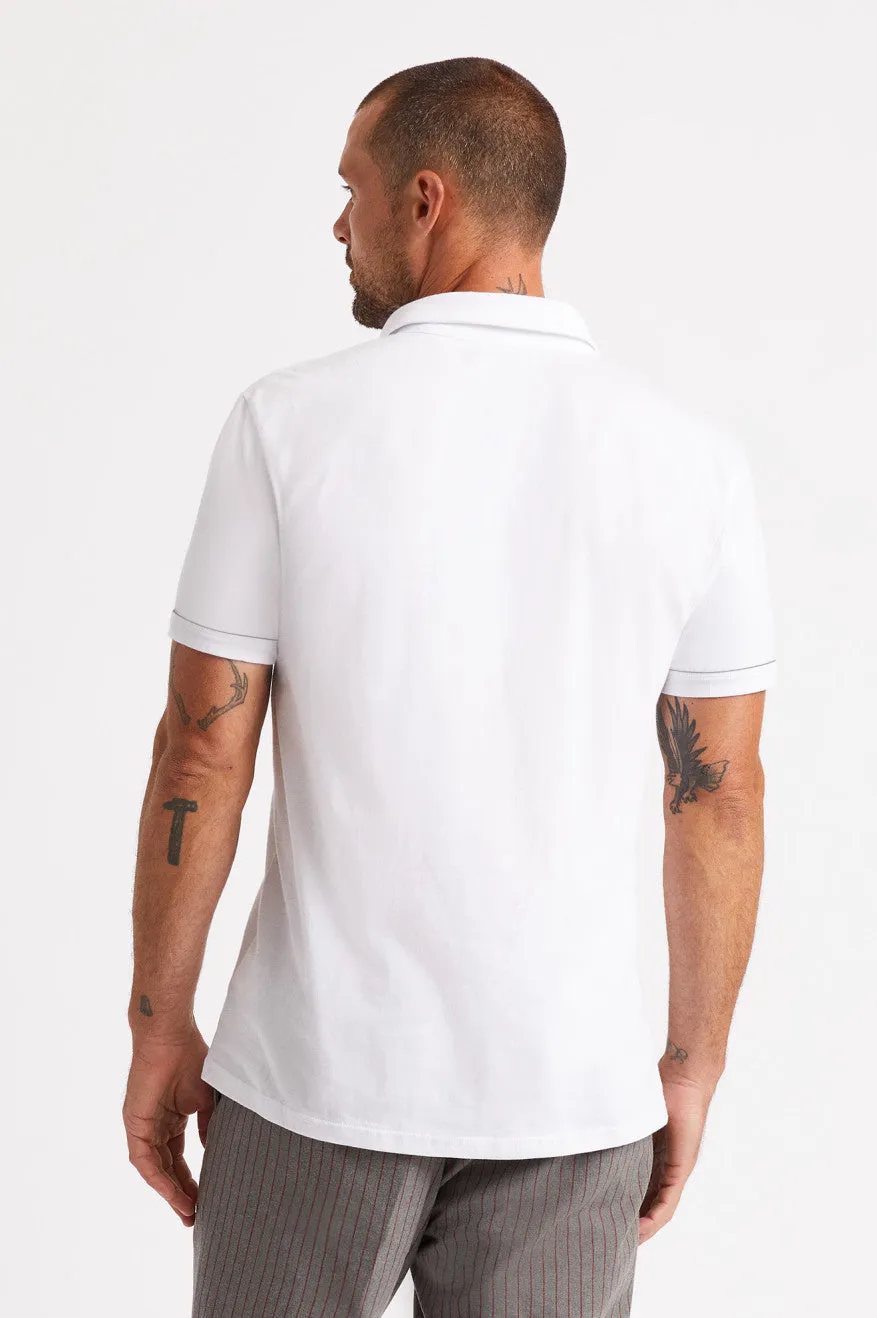 Carlos S/S Polo Knit - White/Light Grey