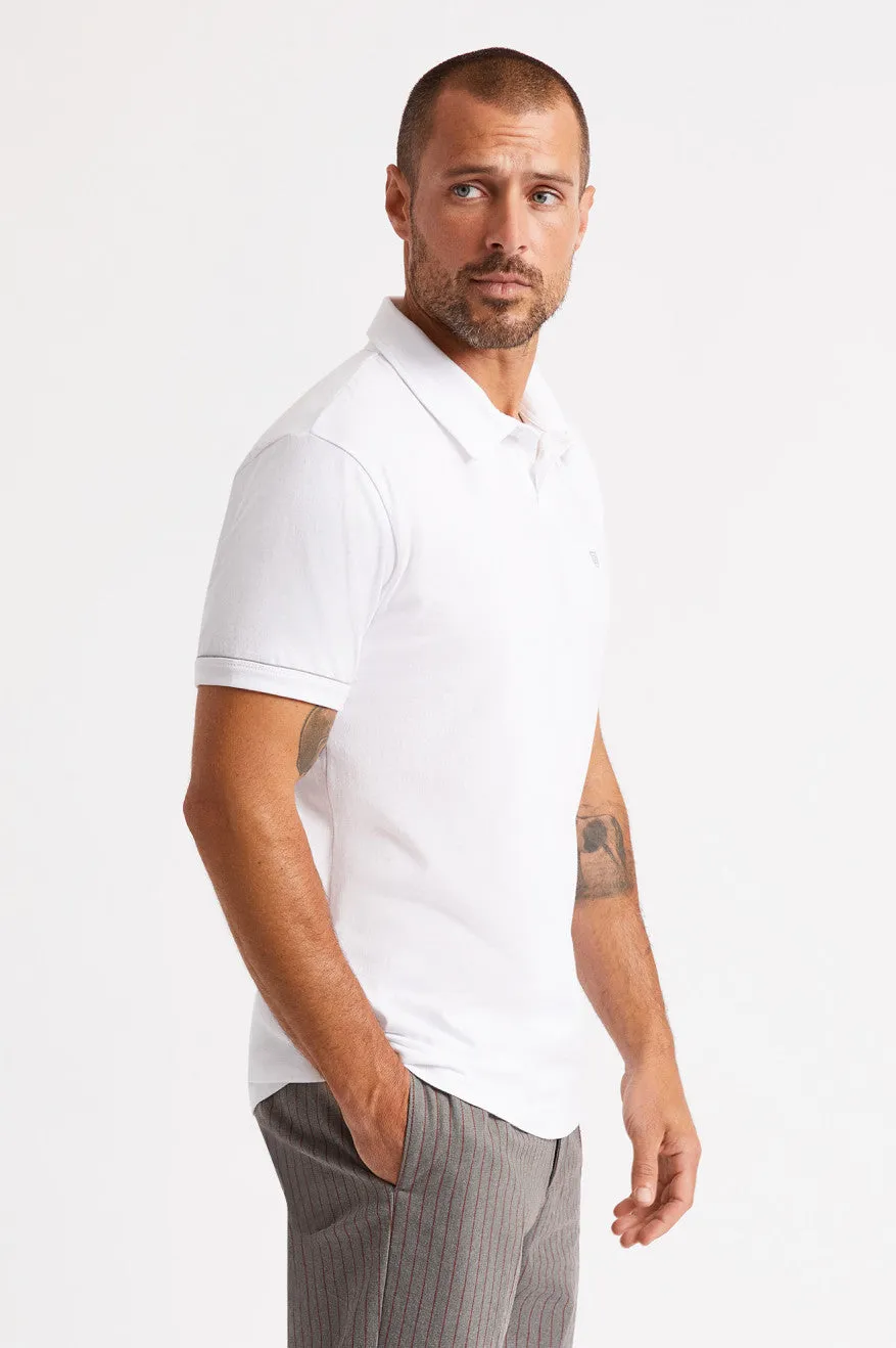 Carlos S/S Polo Knit - White/Light Grey