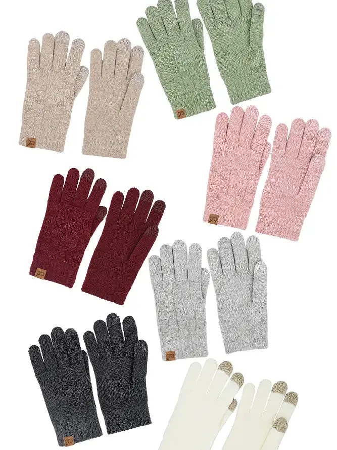 C.C Weaving Texture Knit Solid Winter Glove