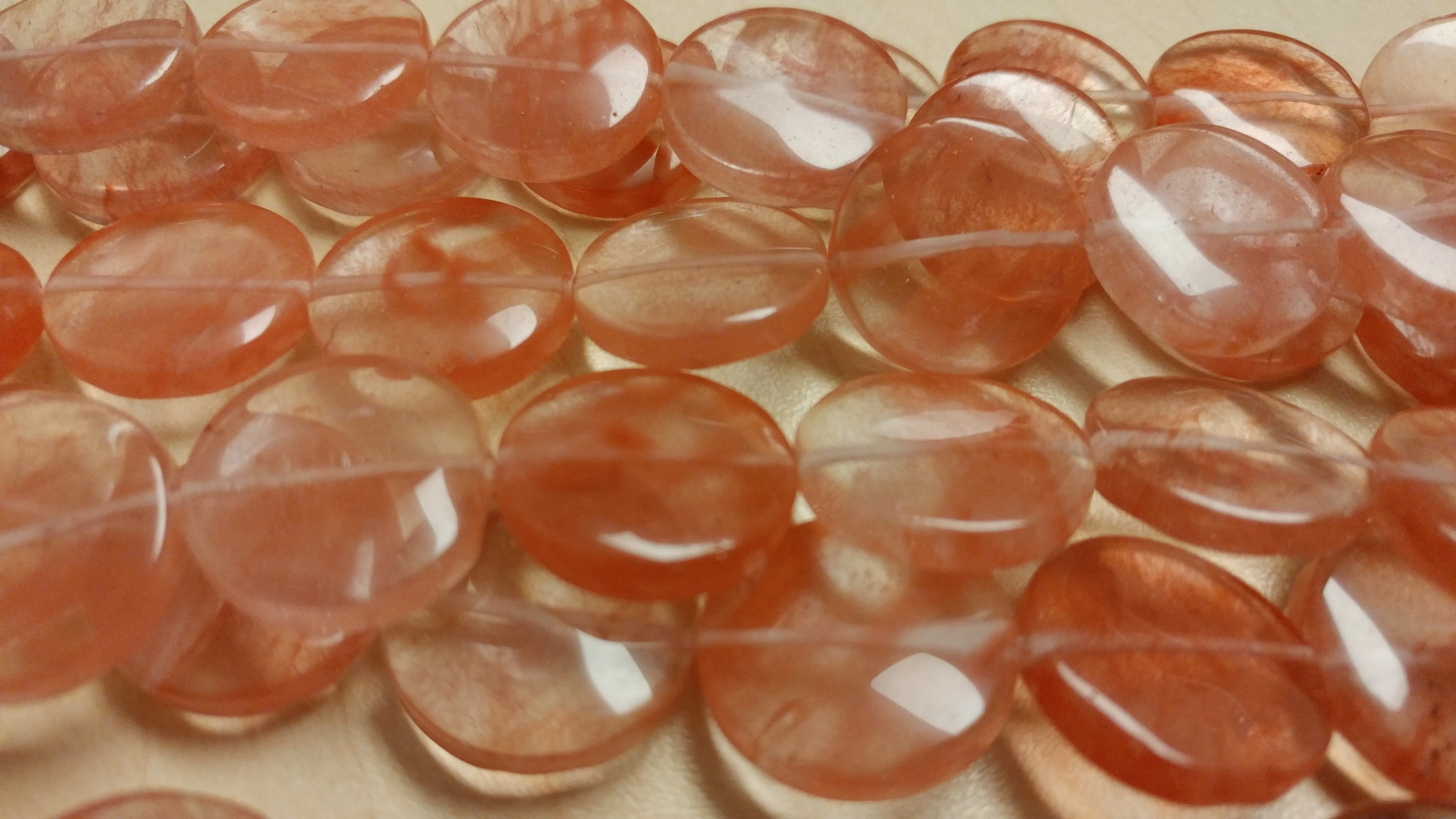 Cherry Quartz Circular Bead Strand